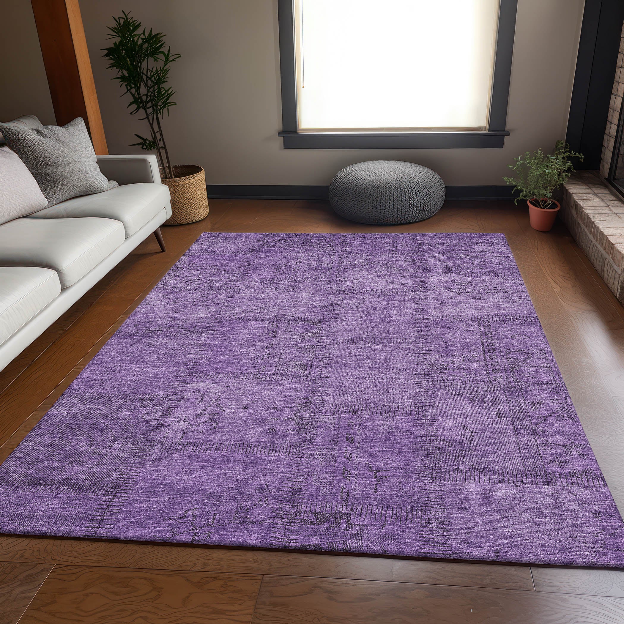 Lisbon Machine Washable Transitional Purple Rug 2'6" x 3'10" #shape_Rectangle