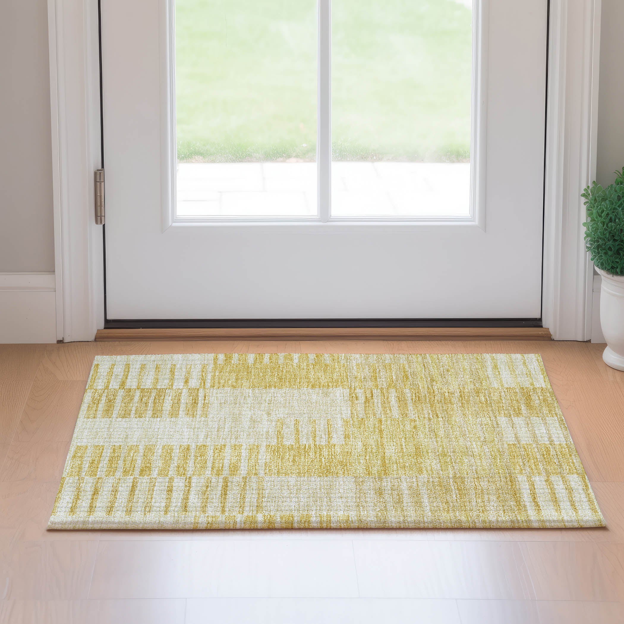 Bangkok Machine Washable Transitional Honey Gold Rug 1'8" x 2'6" #shape_Rectangle