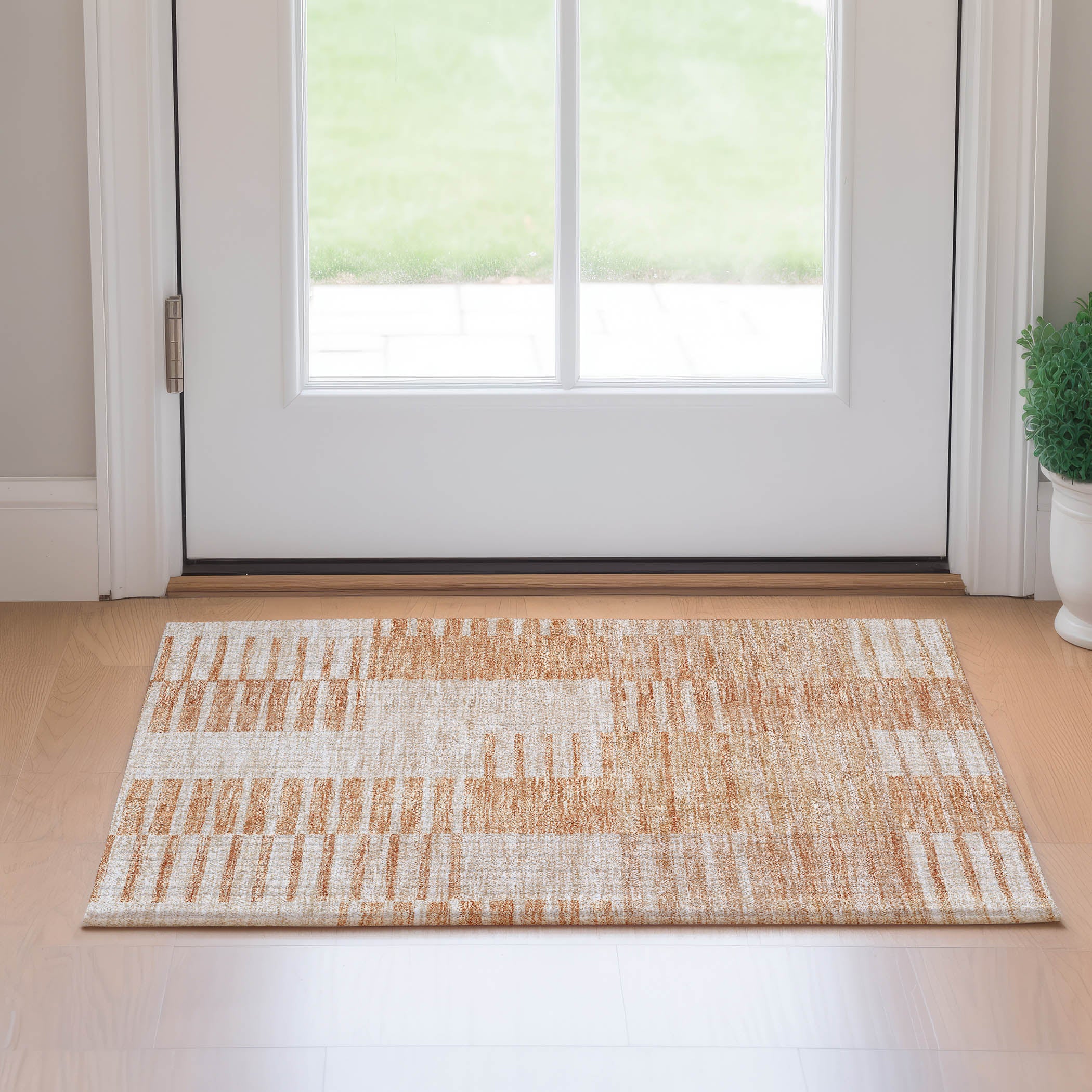 Bangkok Machine Washable Transitional Salmon Orange Rug 1'8" x 2'6" #shape_Rectangle