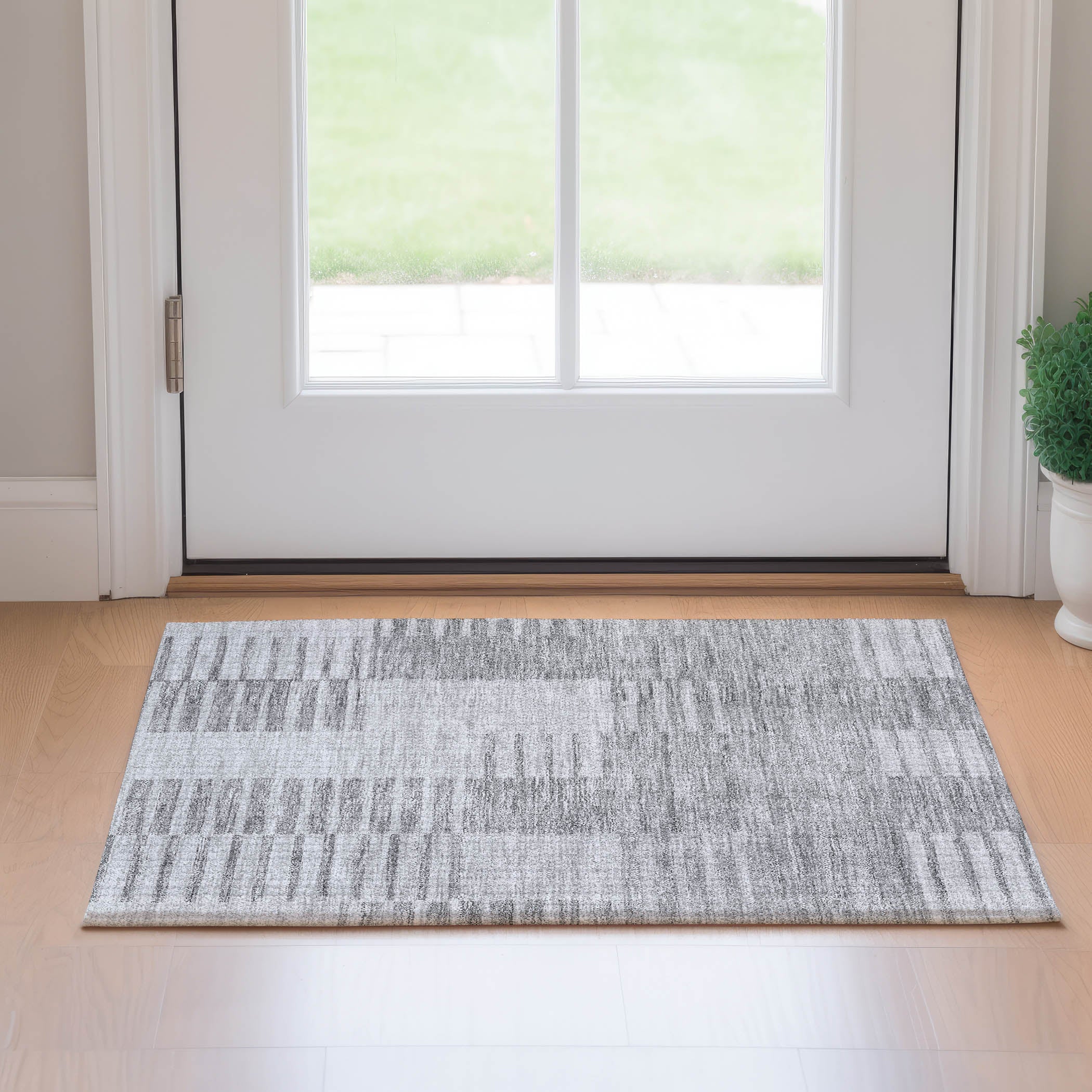 Bangkok Machine Washable Transitional Silver Gray Rug 1'8" x 2'6" #shape_Rectangle