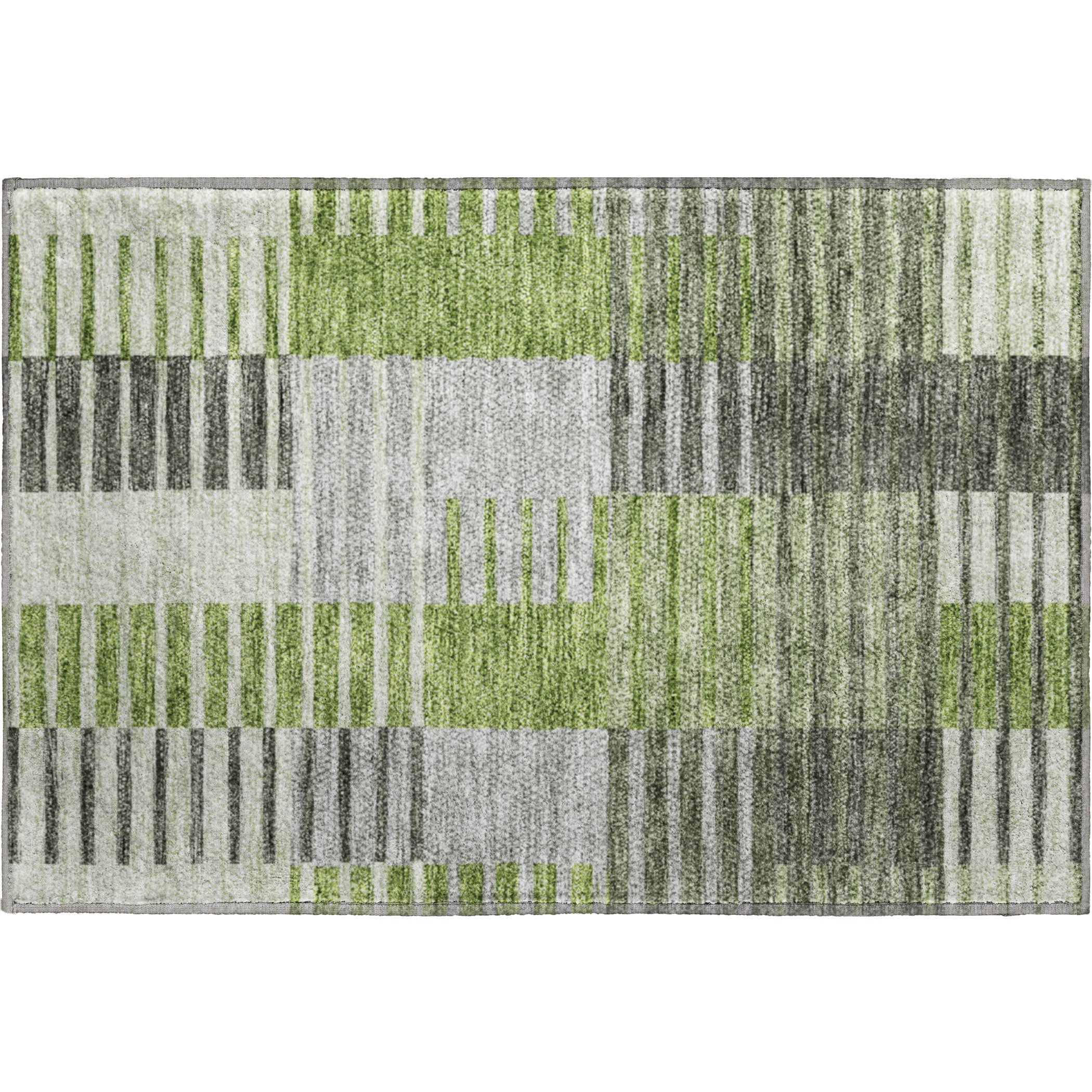 Zanzibar Machine Washable Transitional Green Rug 1'8" x 2'6" #shape_Rectangle