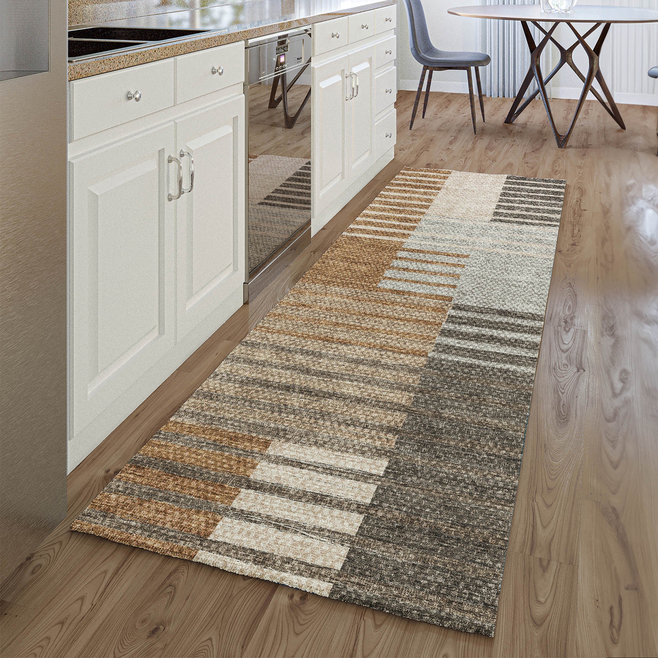 Zanzibar Machine Washable Transitional Paprika Orange Rug 2'3" x 7'6" #shape_Runner