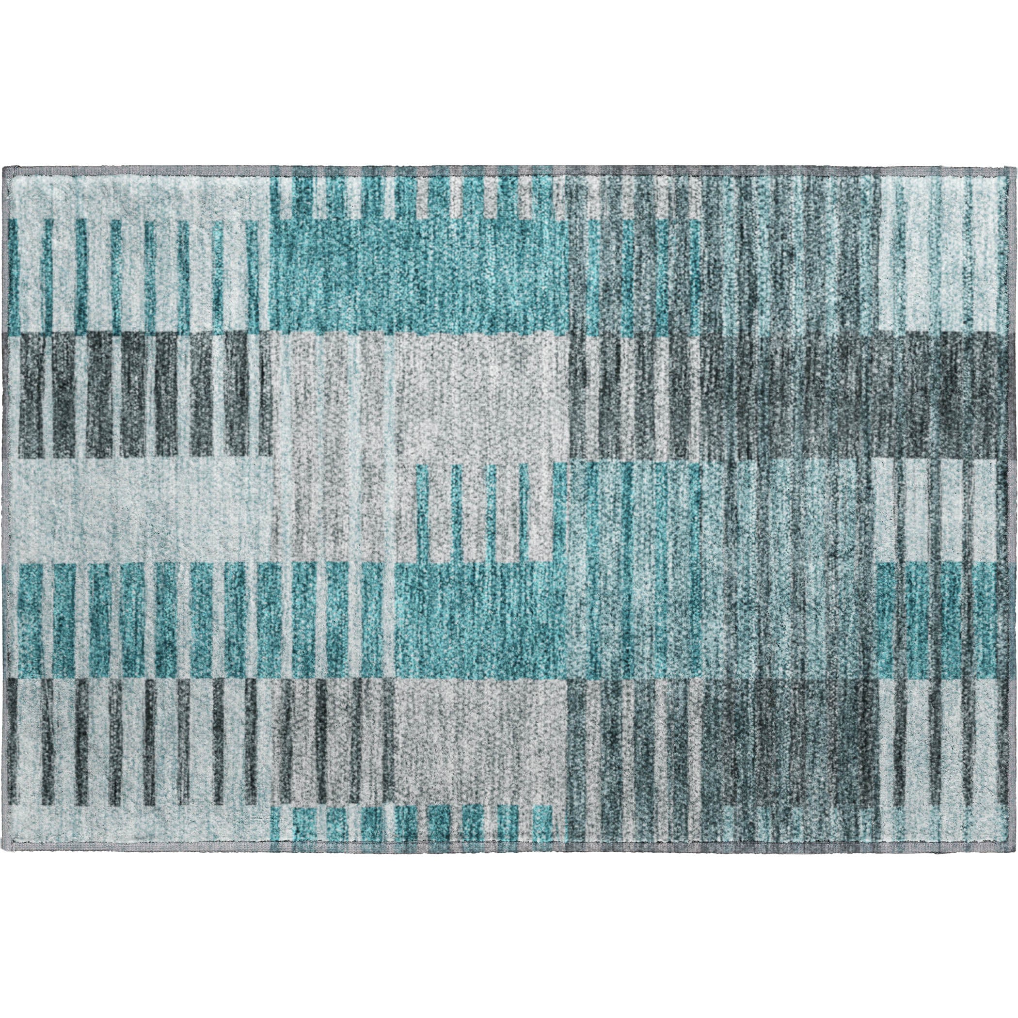 Zanzibar Machine Washable Transitional Teal Rug 1'8" x 2'6" #shape_Rectangle