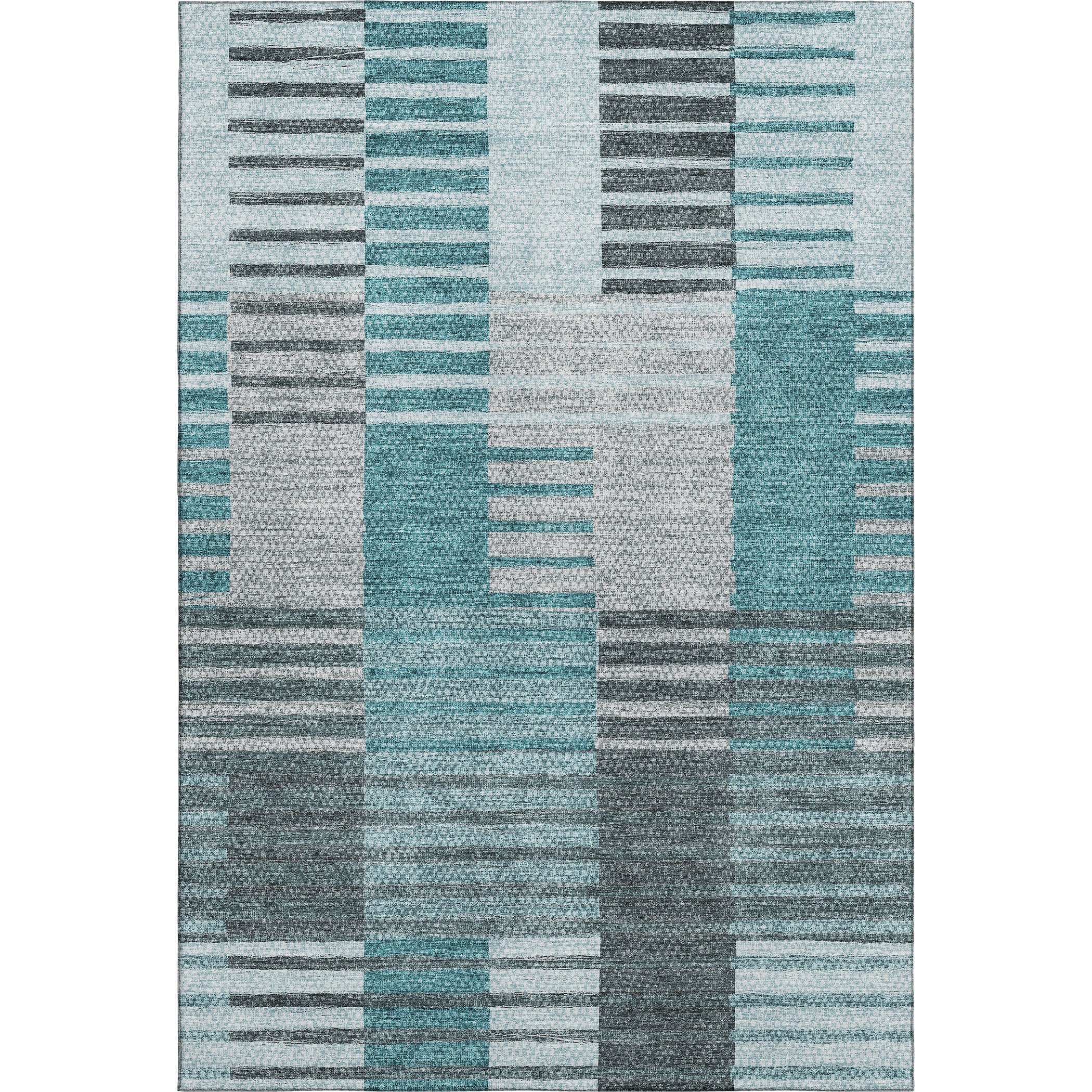 Zanzibar Machine Washable Transitional Teal Rug 2'6" x 3'10" #shape_Rectangle