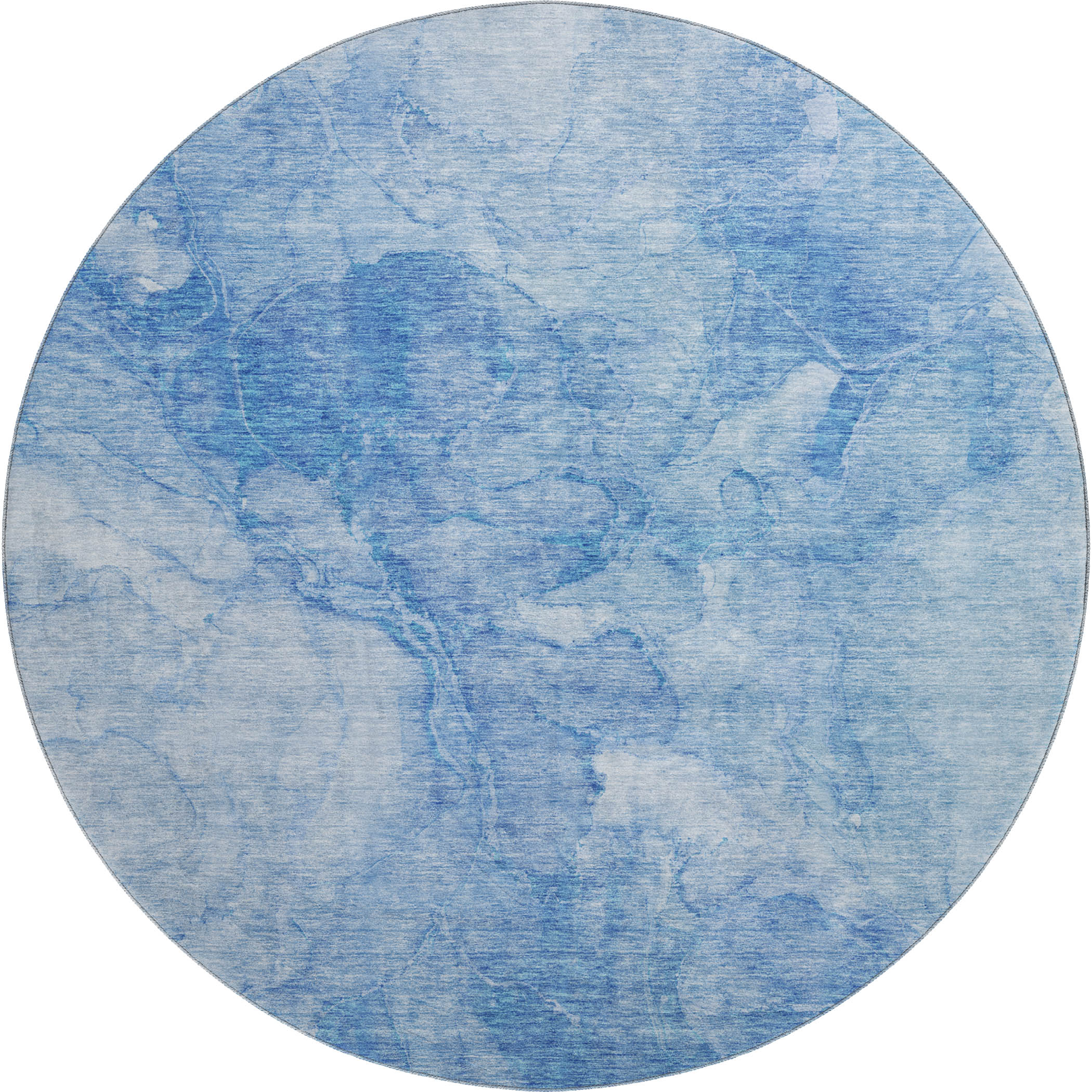 Vienna Machine Washable Transitional Blue Rug 8' x 8' #shape_Round