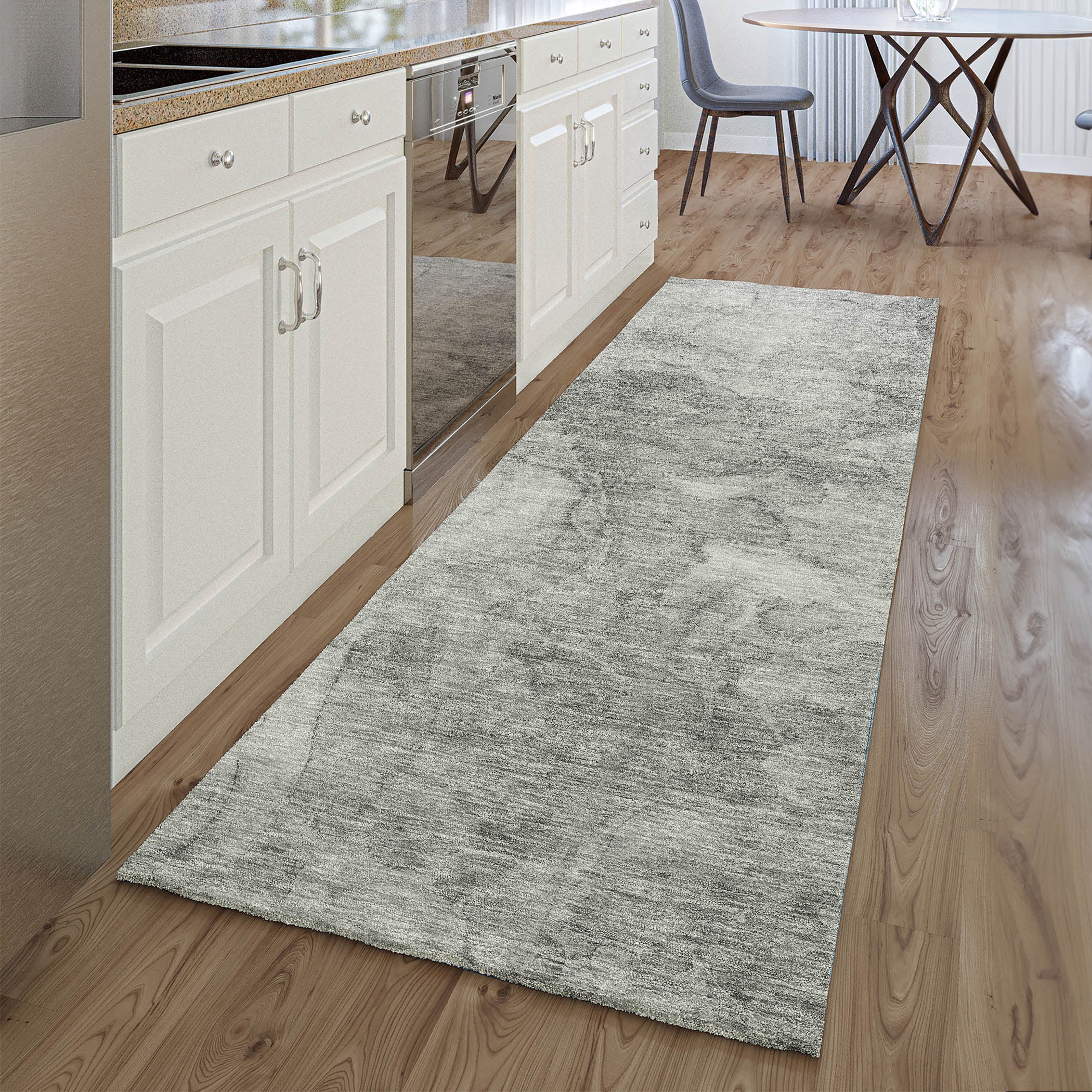 Vienna Machine Washable Transitional Gray Rug 2'3" x 7'6" #shape_Runner