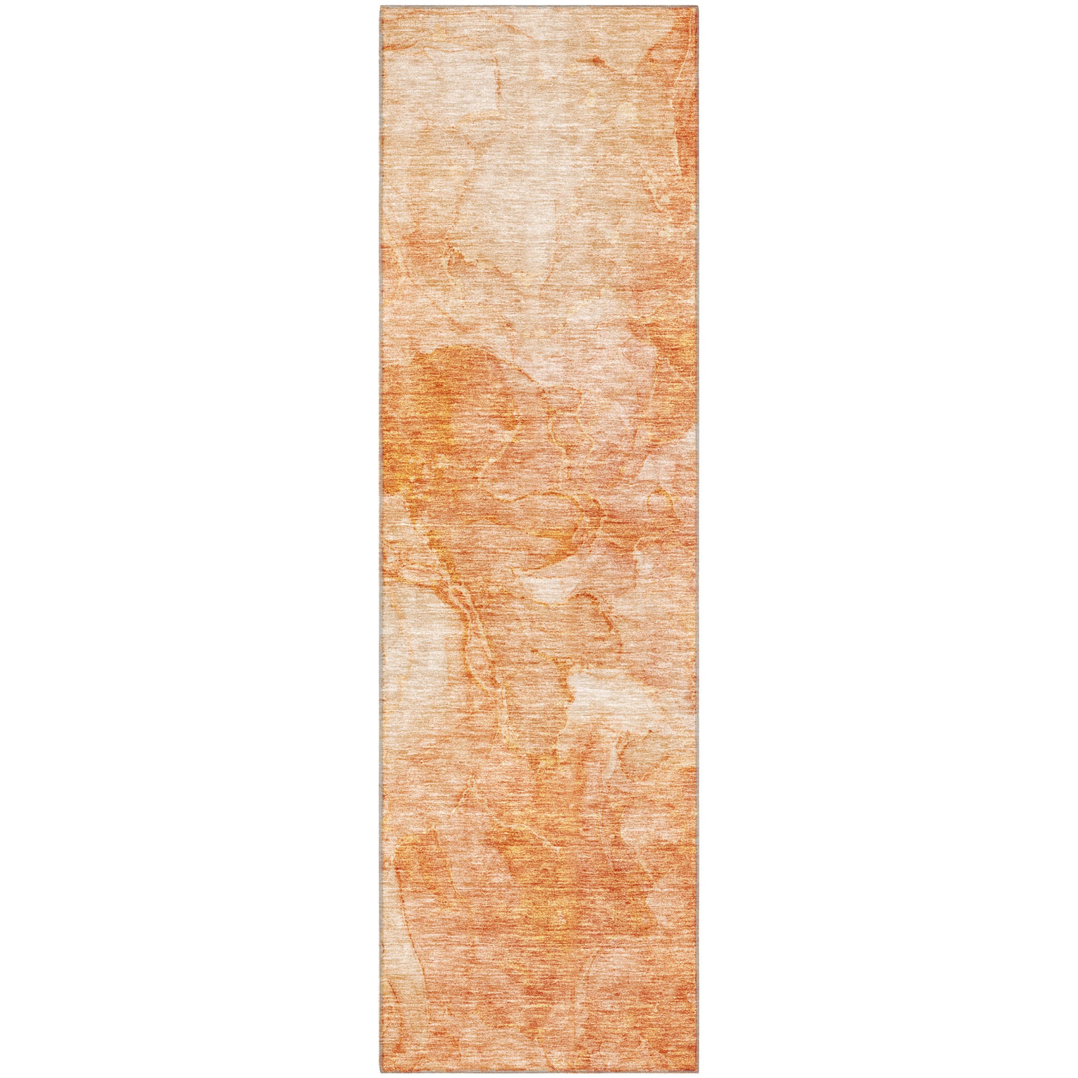 Vienna Machine Washable Transitional Salmon Orange Rug 2'3" x 7'6" #shape_Runner
