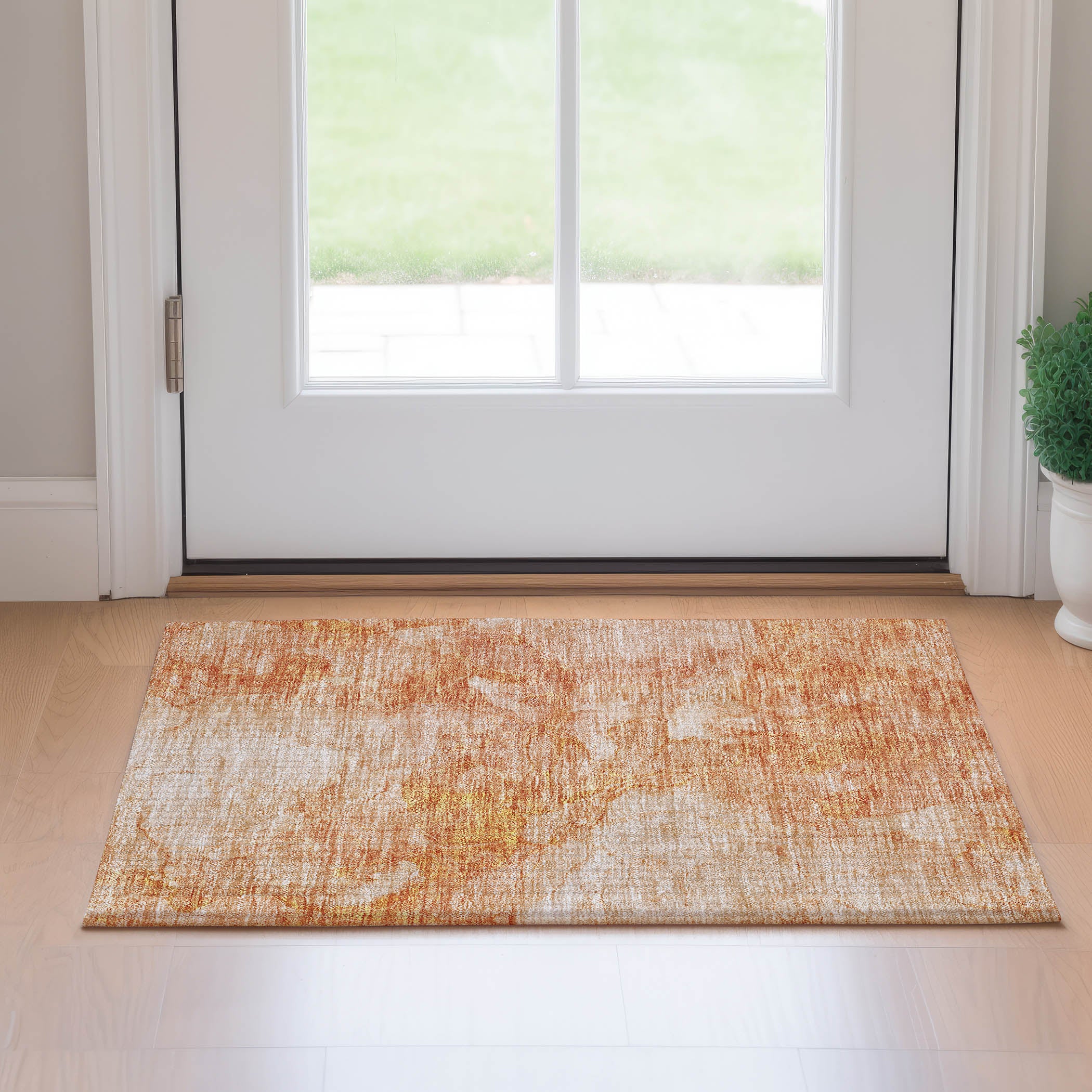 Vienna Machine Washable Transitional Salmon Orange Rug 1'8" x 2'6" #shape_Rectangle