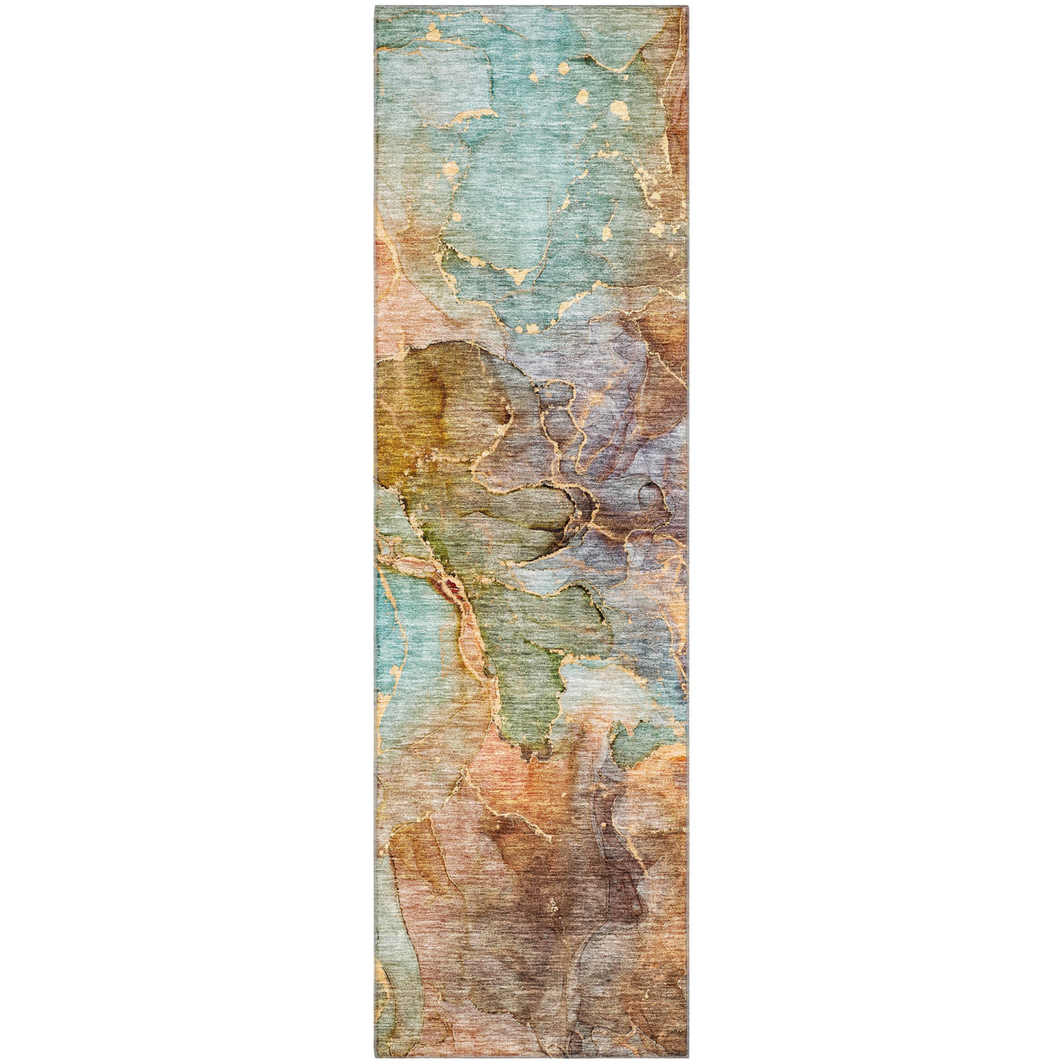 Athens Machine Washable Transitional Coral Orange Rug 2'3" x 7'6" #shape_Runner