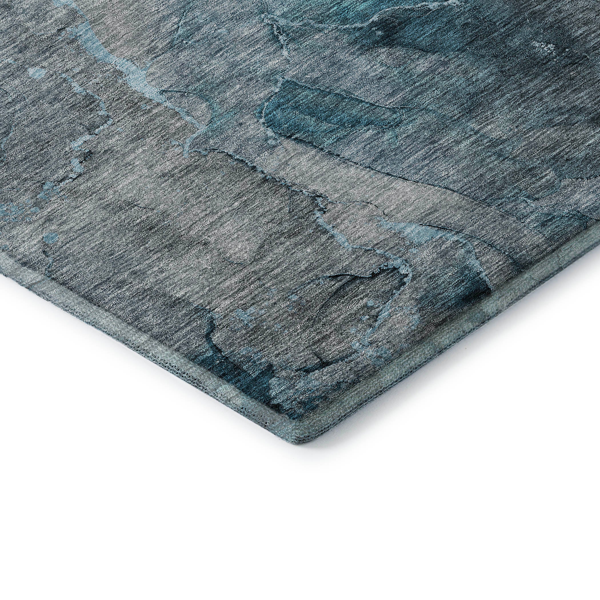 Athens Machine Washable Transitional Teal Rug 1'8" x 2'6" #shape_Rectangle