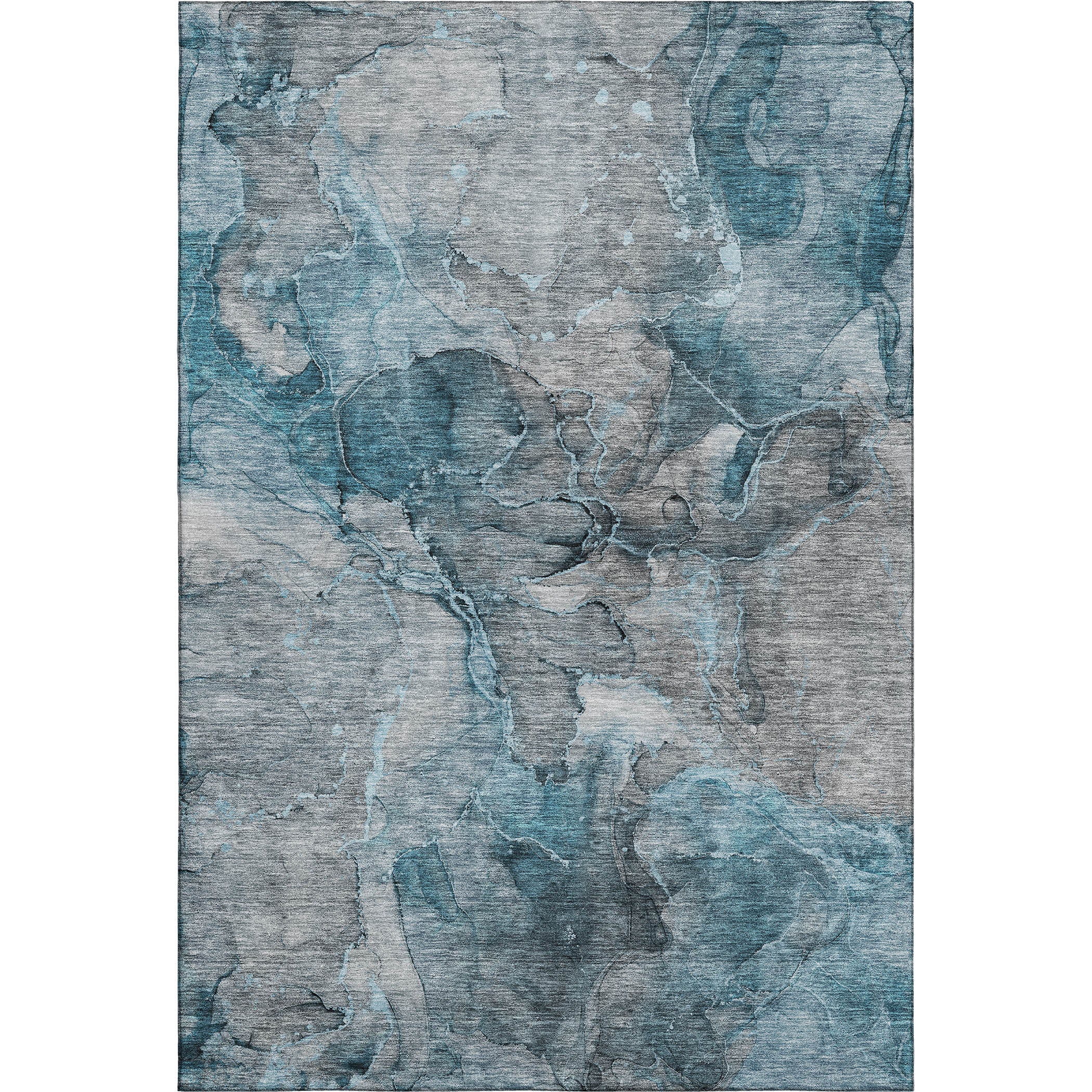 Athens Machine Washable Transitional Teal Rug 2'6" x 3'10" #shape_Rectangle