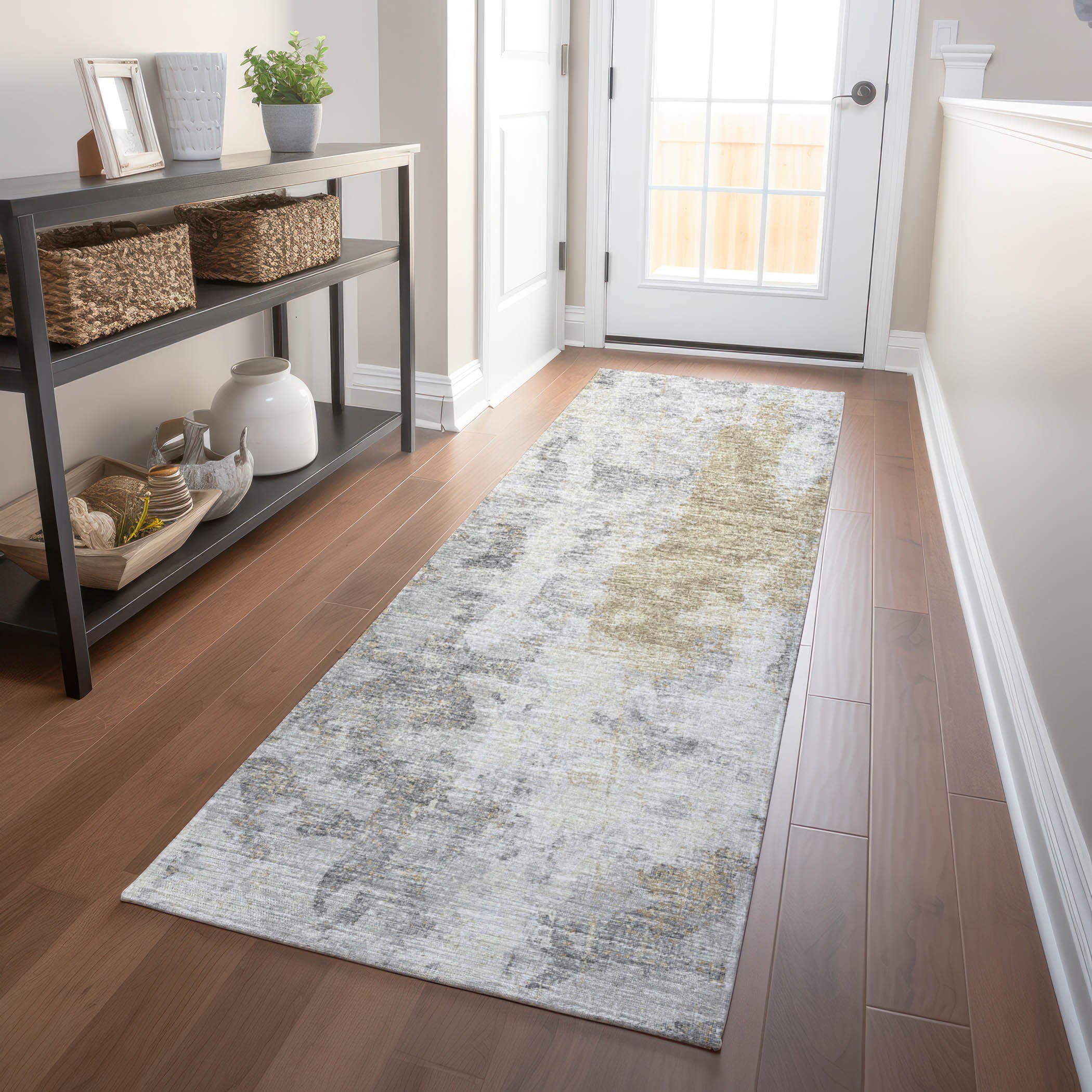 Marrakech Machine Washable Transitional Moody Ivory Rug 2'3" x 7'6" #shape_Runner