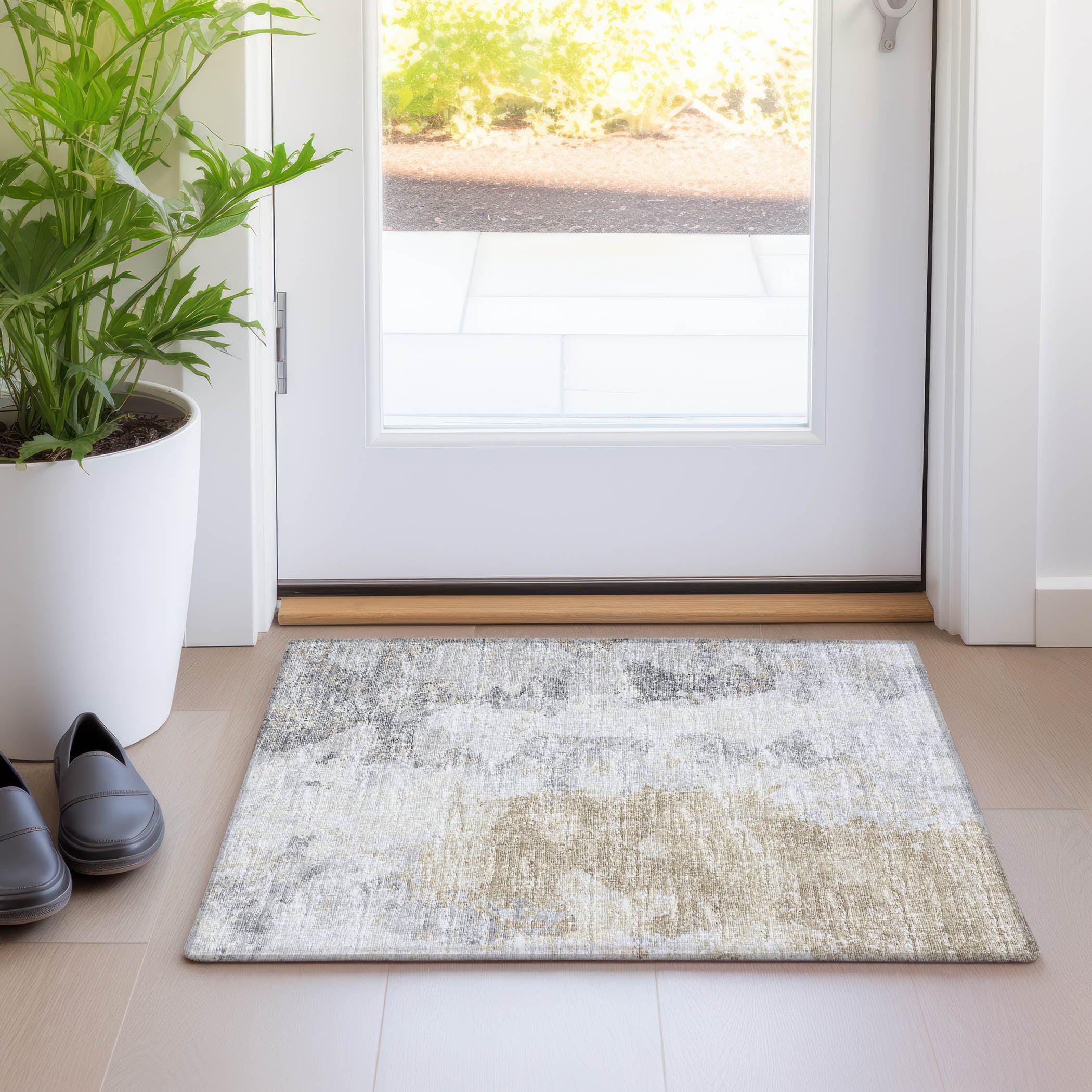 Marrakech Machine Washable Transitional Moody Ivory Rug 1'8" x 2'6" #shape_Rectangle