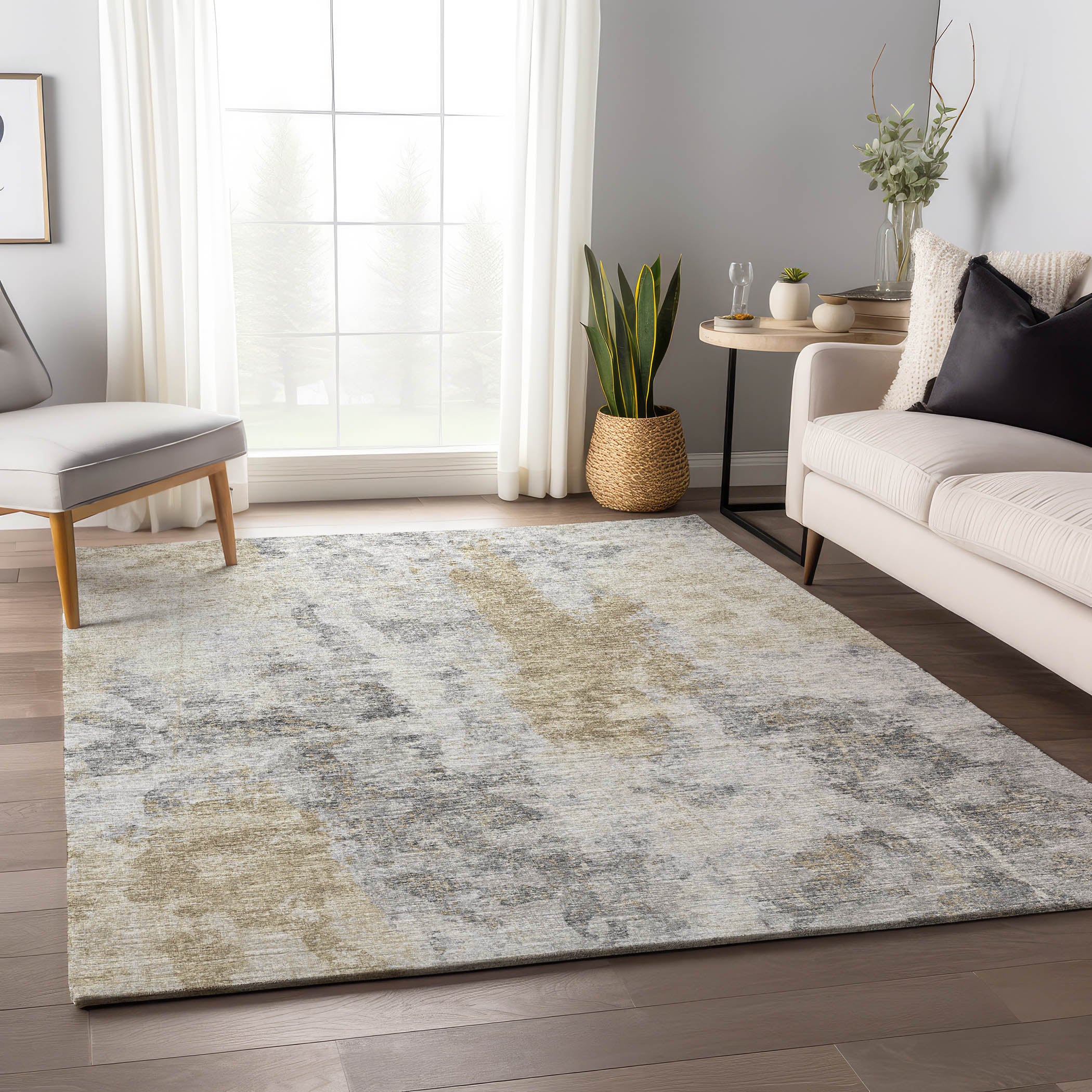 Marrakech Machine Washable Transitional Moody Ivory Rug 2'6" x 3'10" #shape_Rectangle