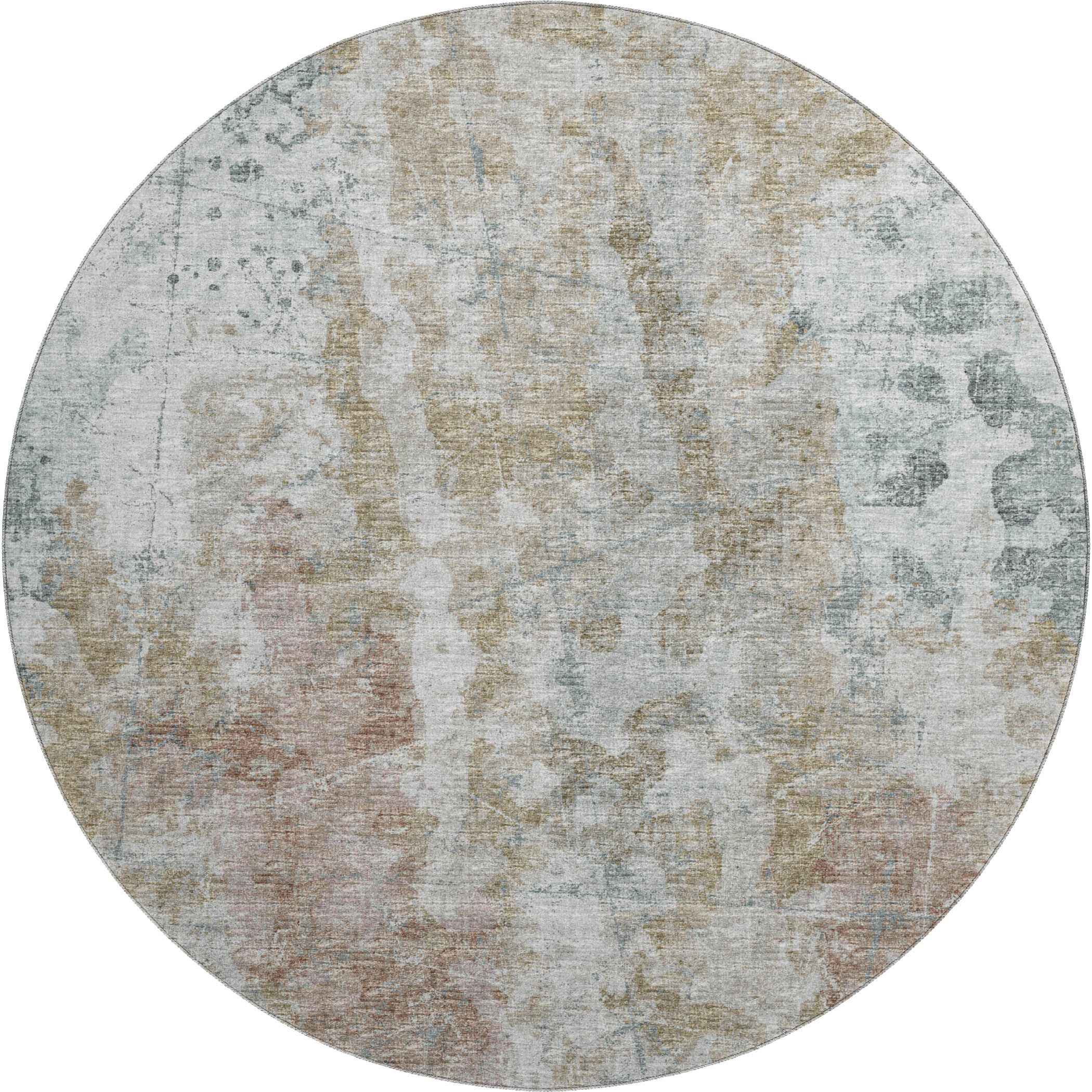 Marrakech Machine Washable Transitional Multi Blue Rug 8' x 8' #shape_Round