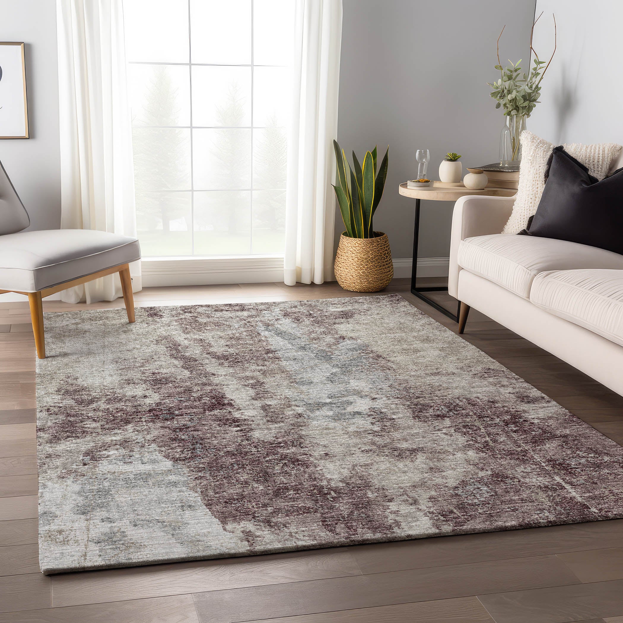 Marrakech Machine Washable Transitional Plum Multi Rug 2'6" x 3'10" #shape_Rectangle