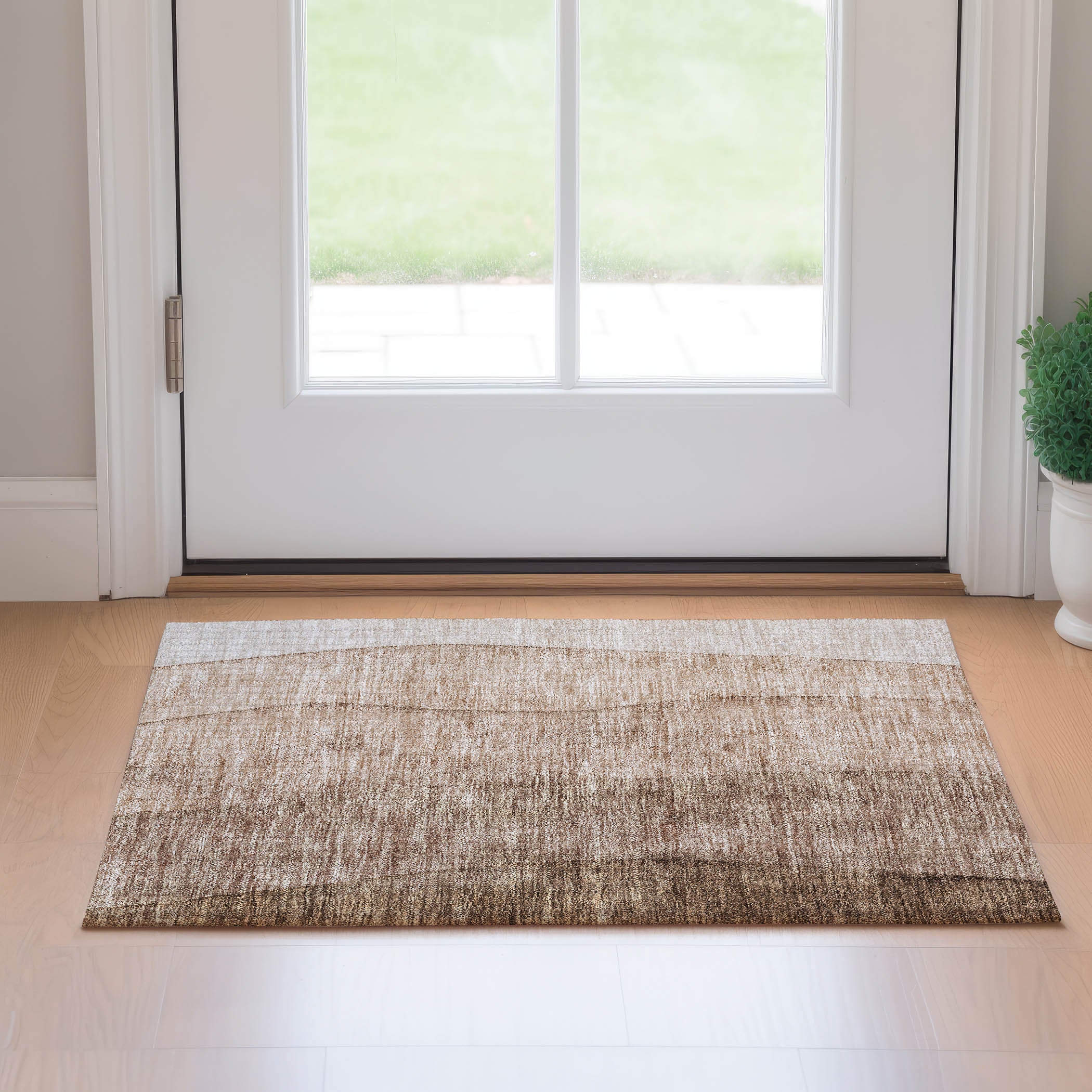 Florence Machine Washable Transitional Brown Rug 1'8" x 2'6" #shape_Rectangle