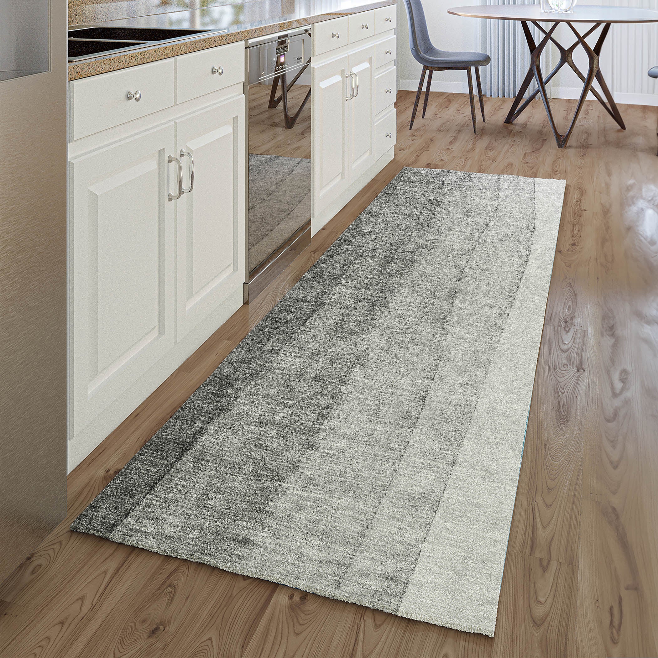 Florence Machine Washable Transitional Gray Rug 2'3" x 7'6" #shape_Runner