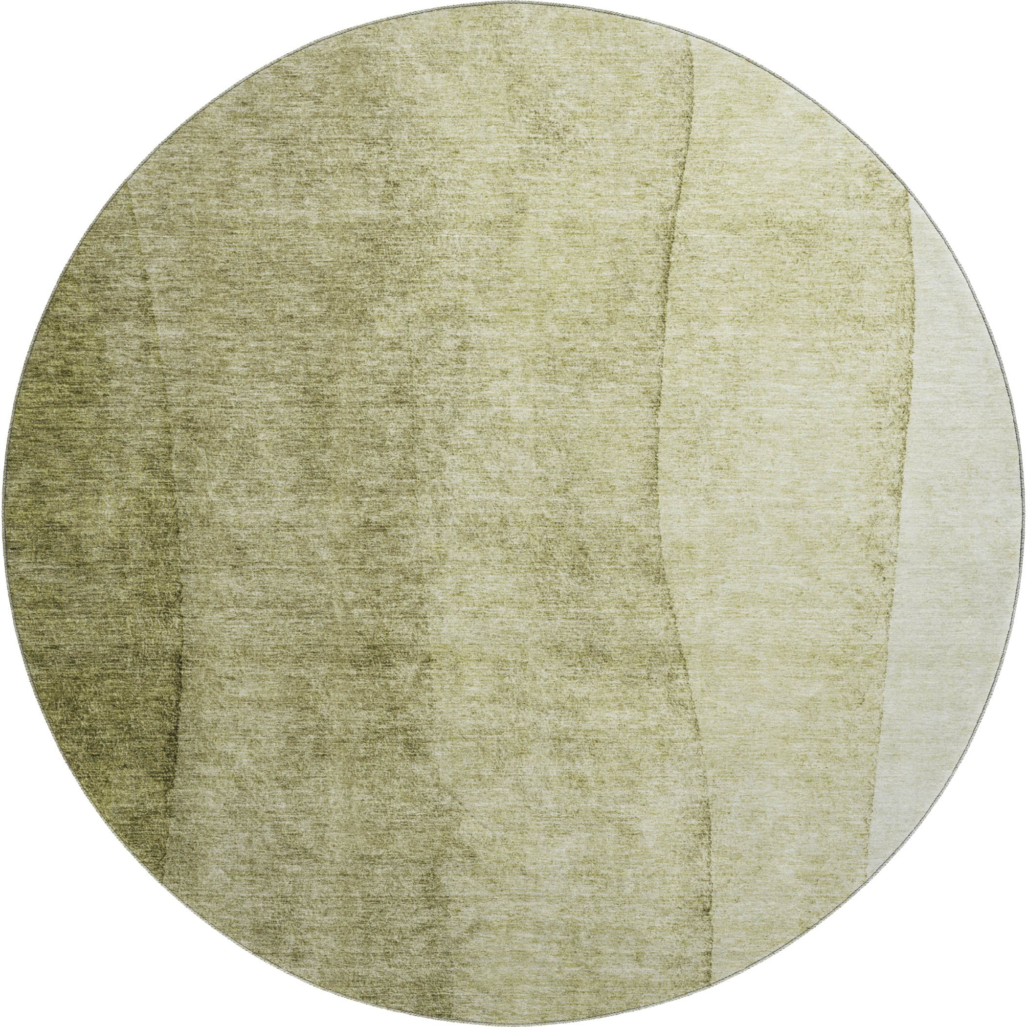 Florence Machine Washable Transitional Olive Green Rug 8' x 8' #shape_Round