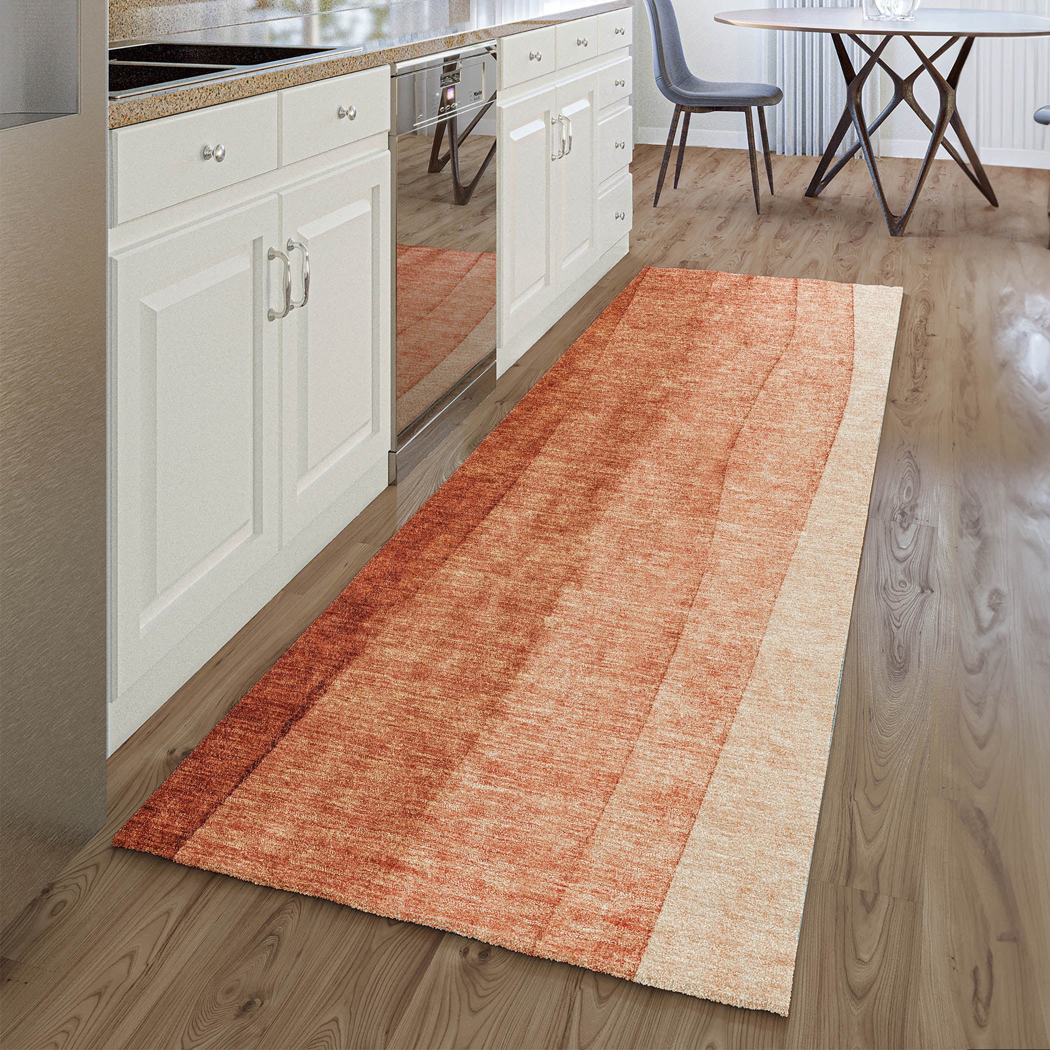 Florence Machine Washable Transitional Paprika Orange Rug 2'3" x 7'6" #shape_Runner