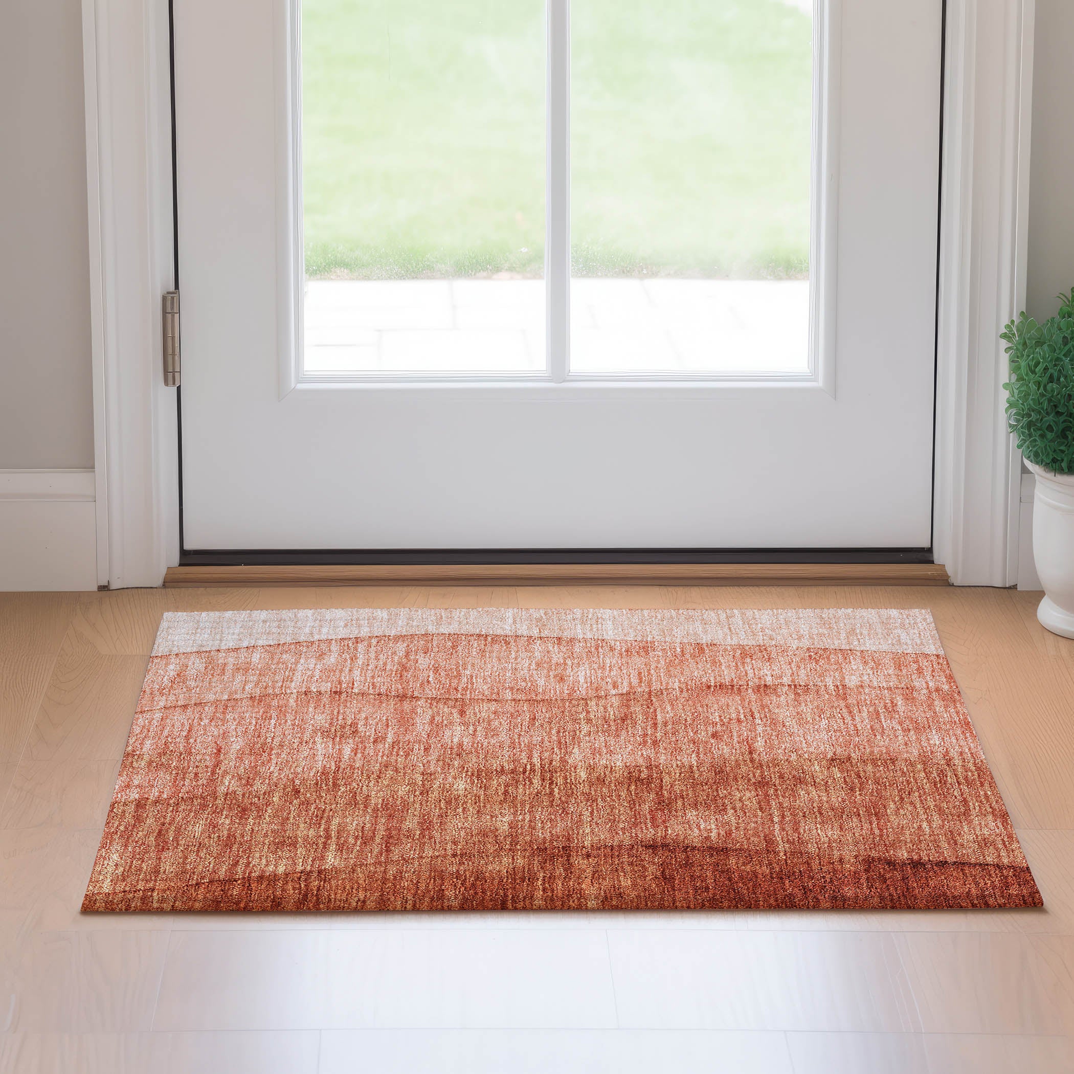 Florence Machine Washable Transitional Paprika Orange Rug 1'8" x 2'6" #shape_Rectangle