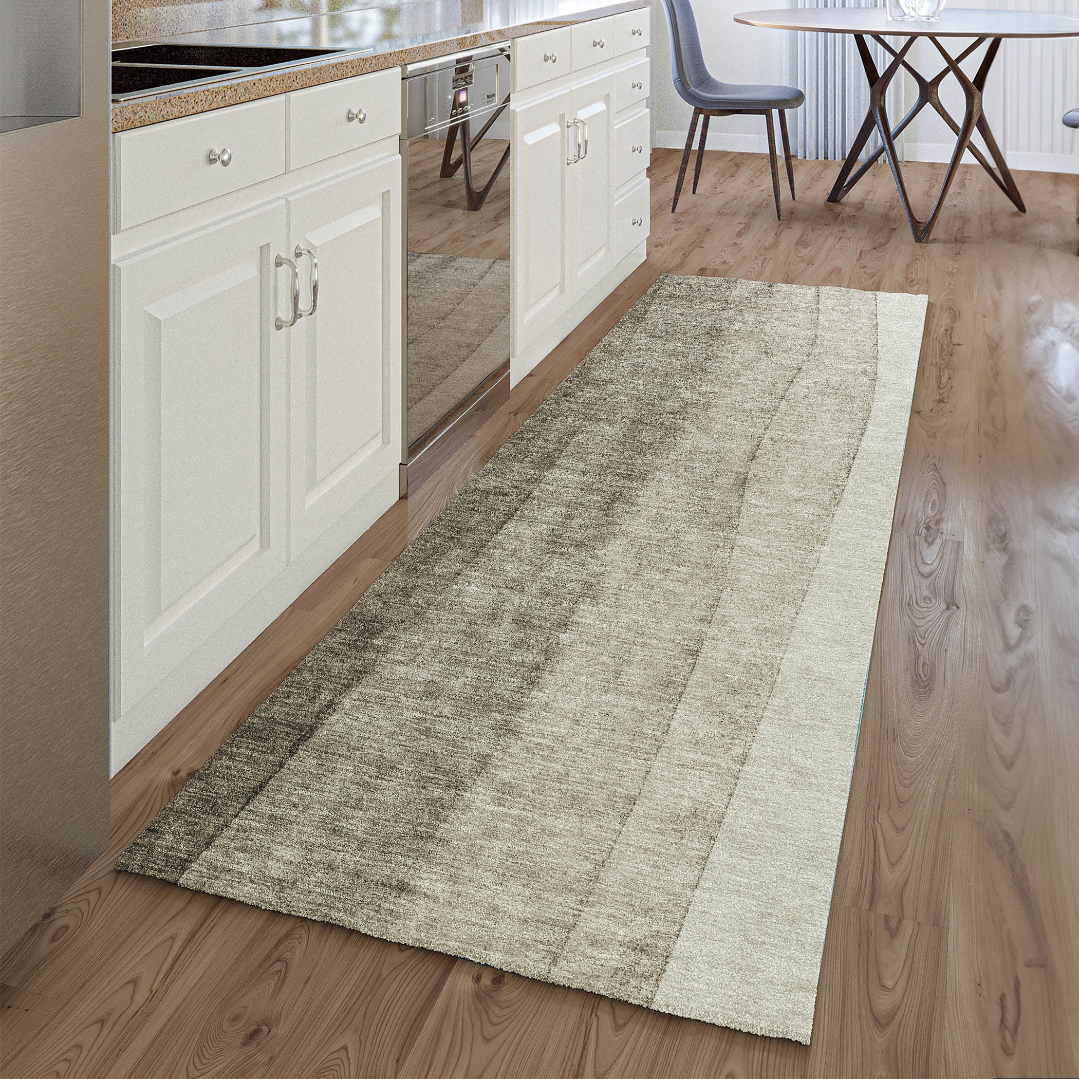 Florence Machine Washable Transitional Taupe Brown Rug 2'3" x 7'6" #shape_Runner