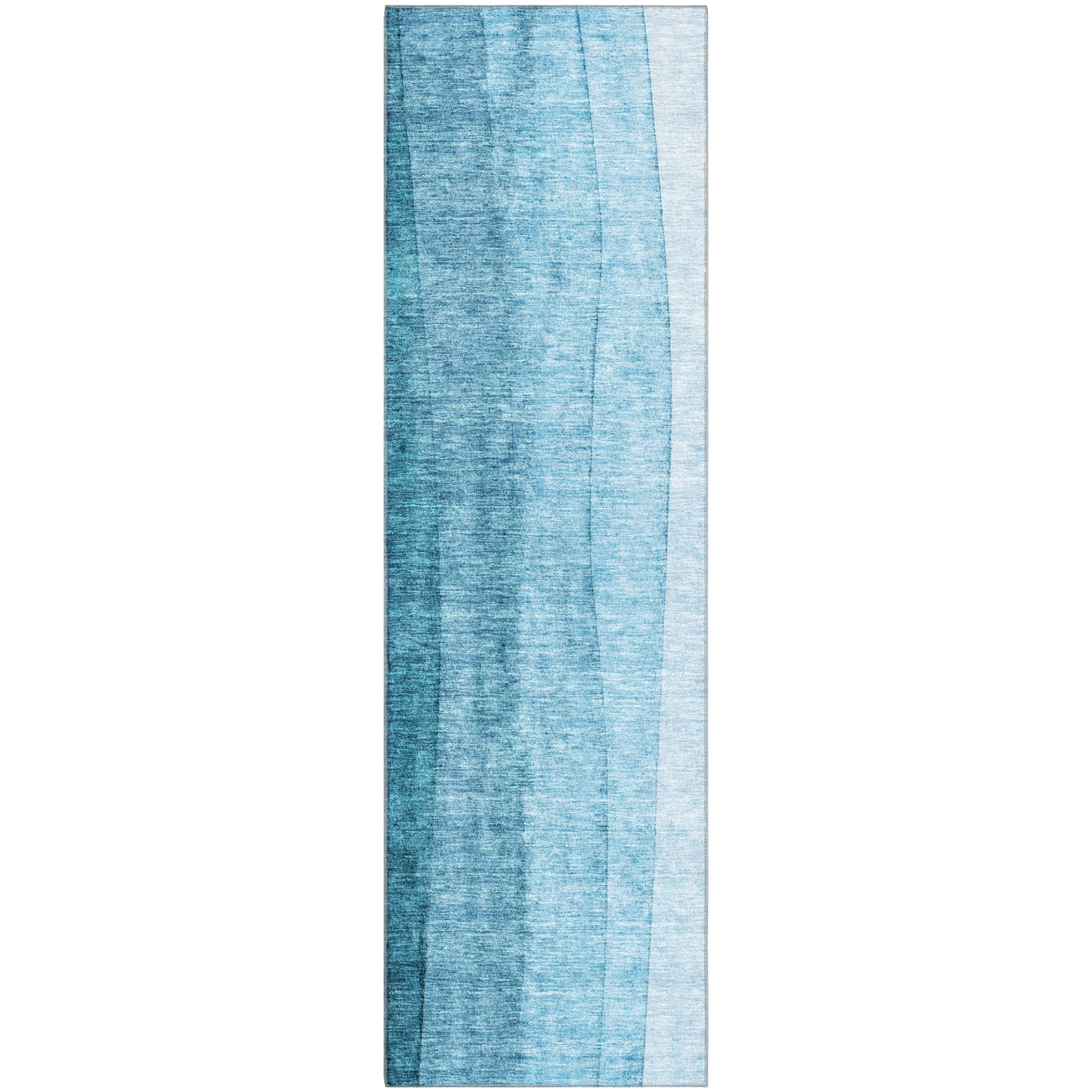 Florence Machine Washable Transitional Teal Rug 2'3" x 7'6" #shape_Runner