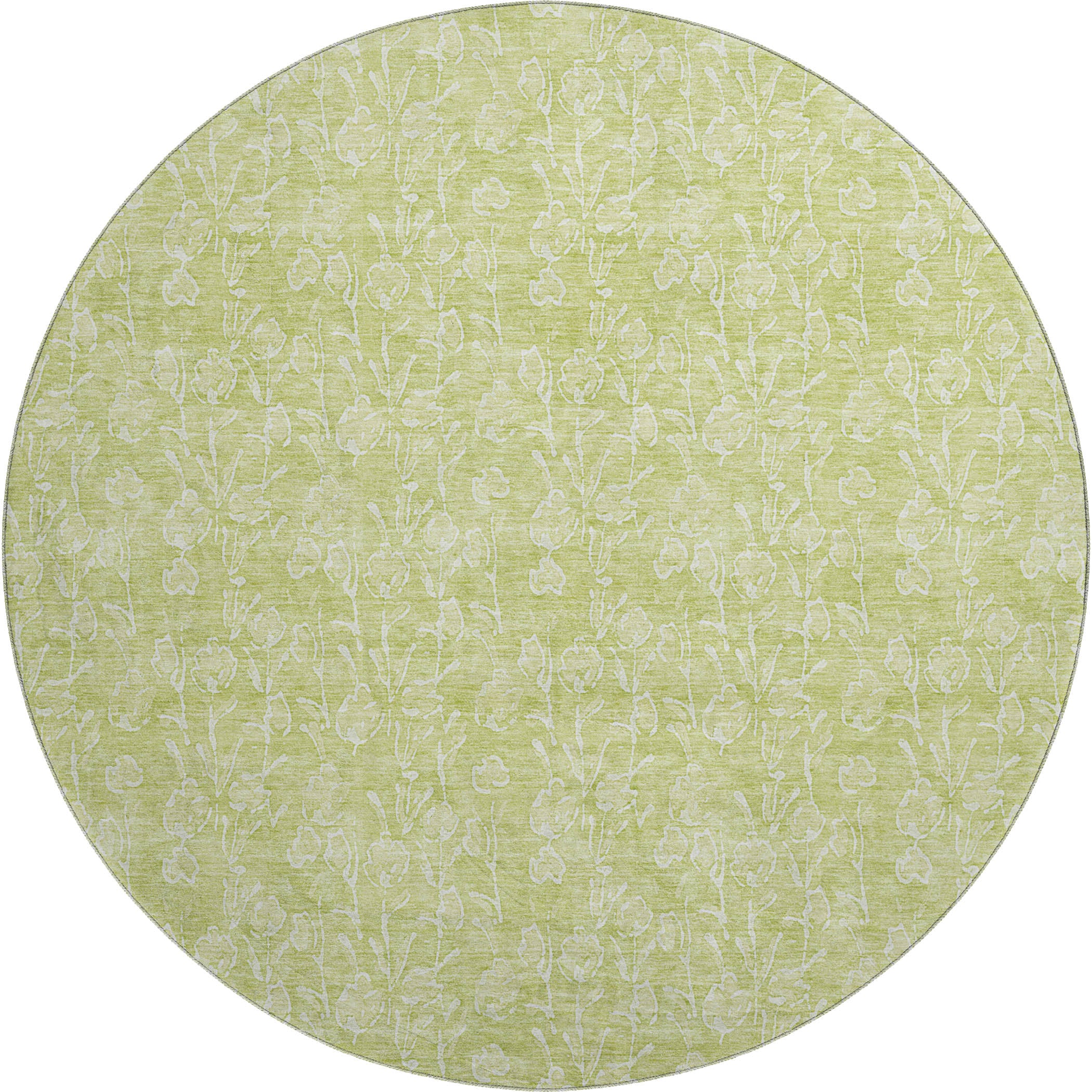 Montevideo Machine Washable Transitional Aloe Green Rug 8' x 8' #shape_Round