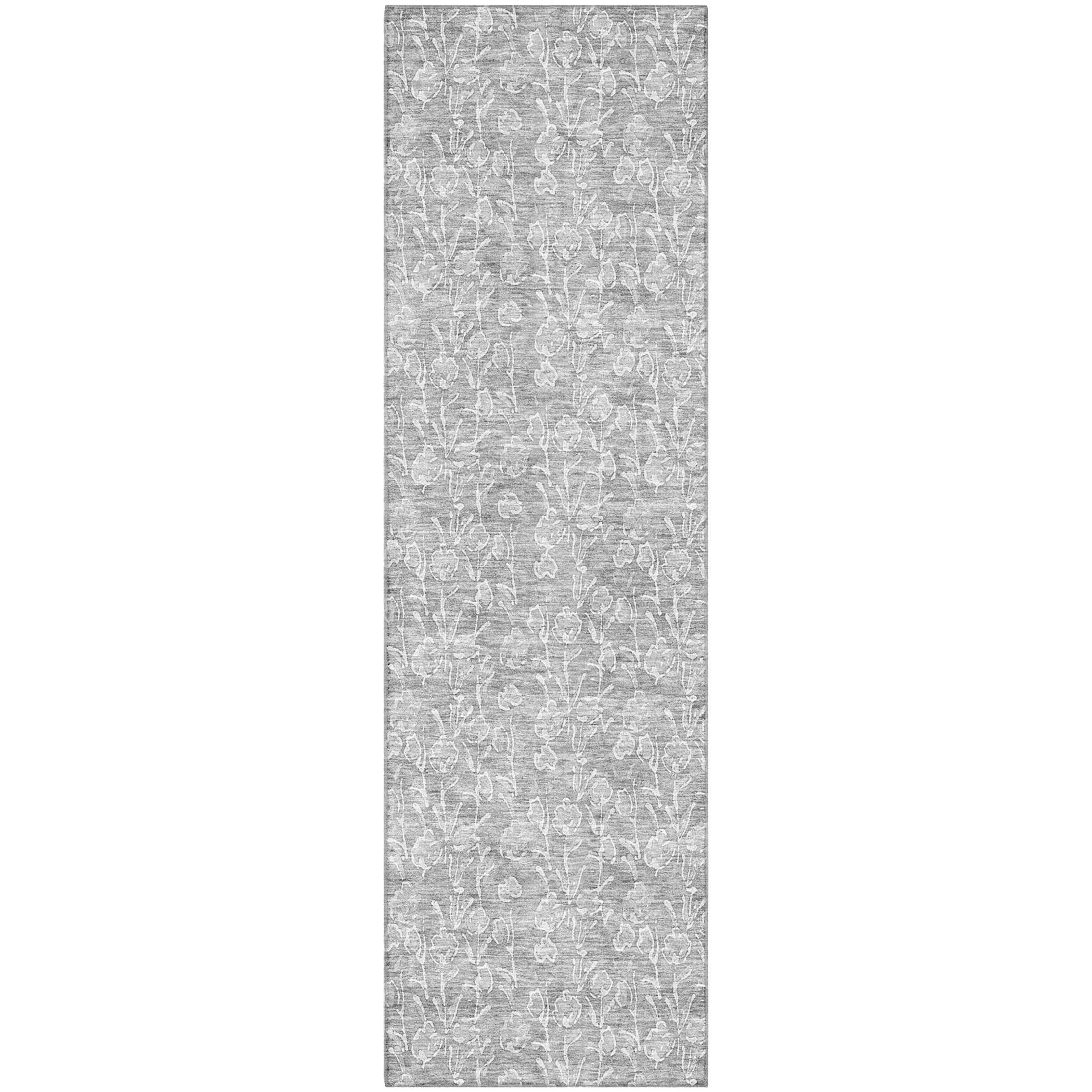 Montevideo Machine Washable Transitional Silver Gray Rug 2'3" x 7'6" #shape_Runner