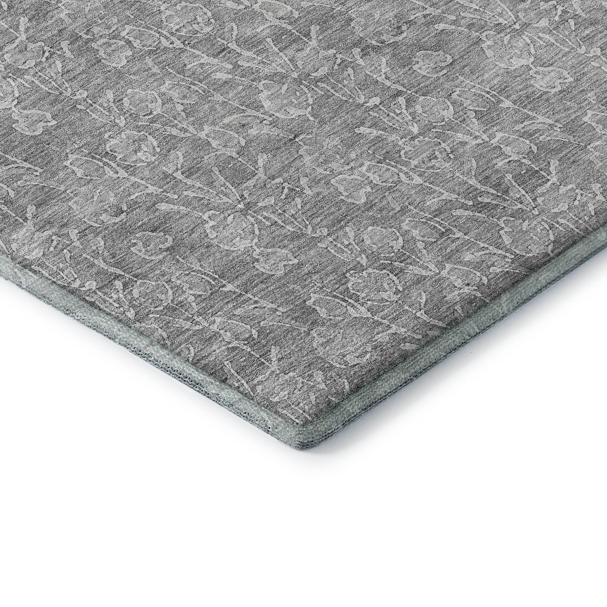 Montevideo Machine Washable Transitional Silver Gray Rug 1'8" x 2'6" #shape_Rectangle