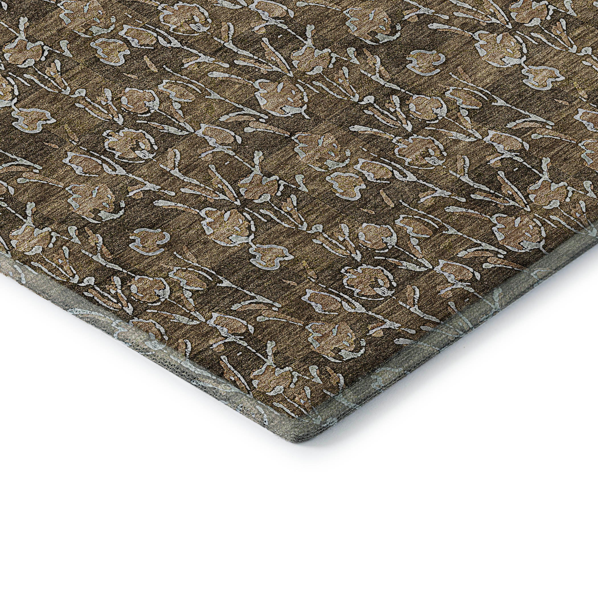 Kyoto Machine Washable Transitional Brown Rug 1'8" x 2'6" #shape_Rectangle