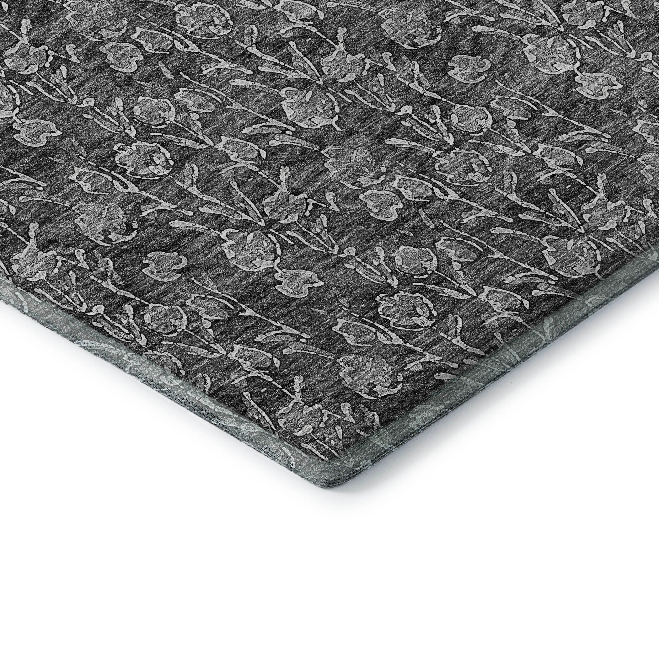Kyoto Machine Washable Transitional Gray Rug 1'8" x 2'6" #shape_Rectangle