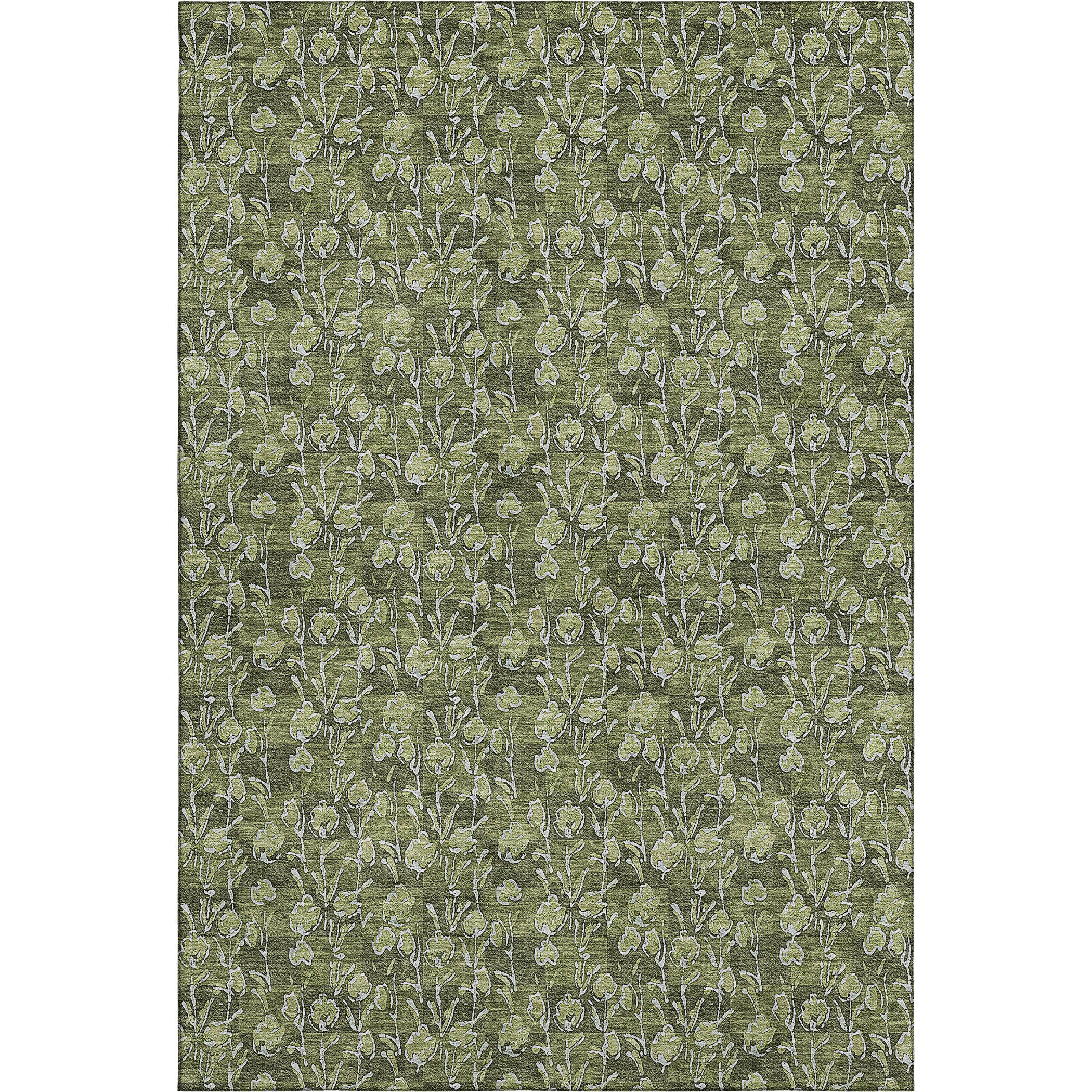 Kyoto Machine Washable Transitional Olive Green Rug 2'6" x 3'10" #shape_Rectangle