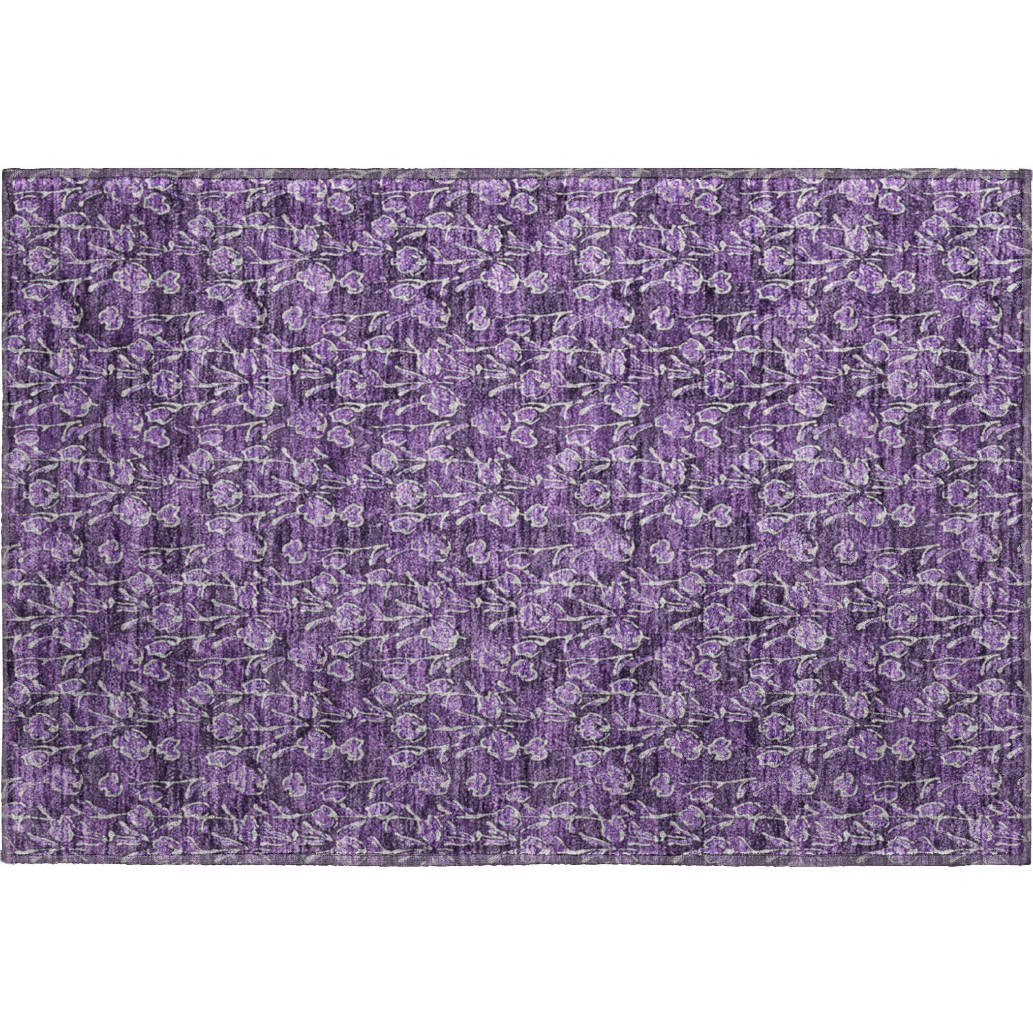 Kyoto Machine Washable Transitional Purple Rug 1'8" x 2'6" #shape_Rectangle