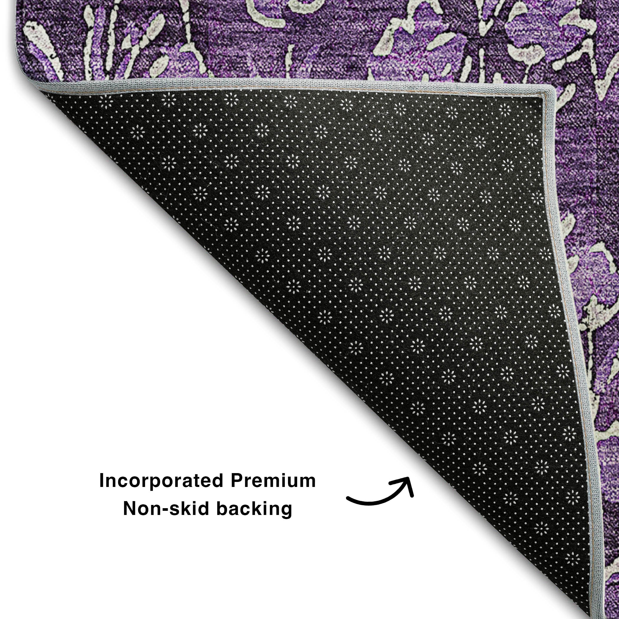 Kyoto Machine Washable Transitional Purple Rug 1'8" x 2'6" #shape_Rectangle