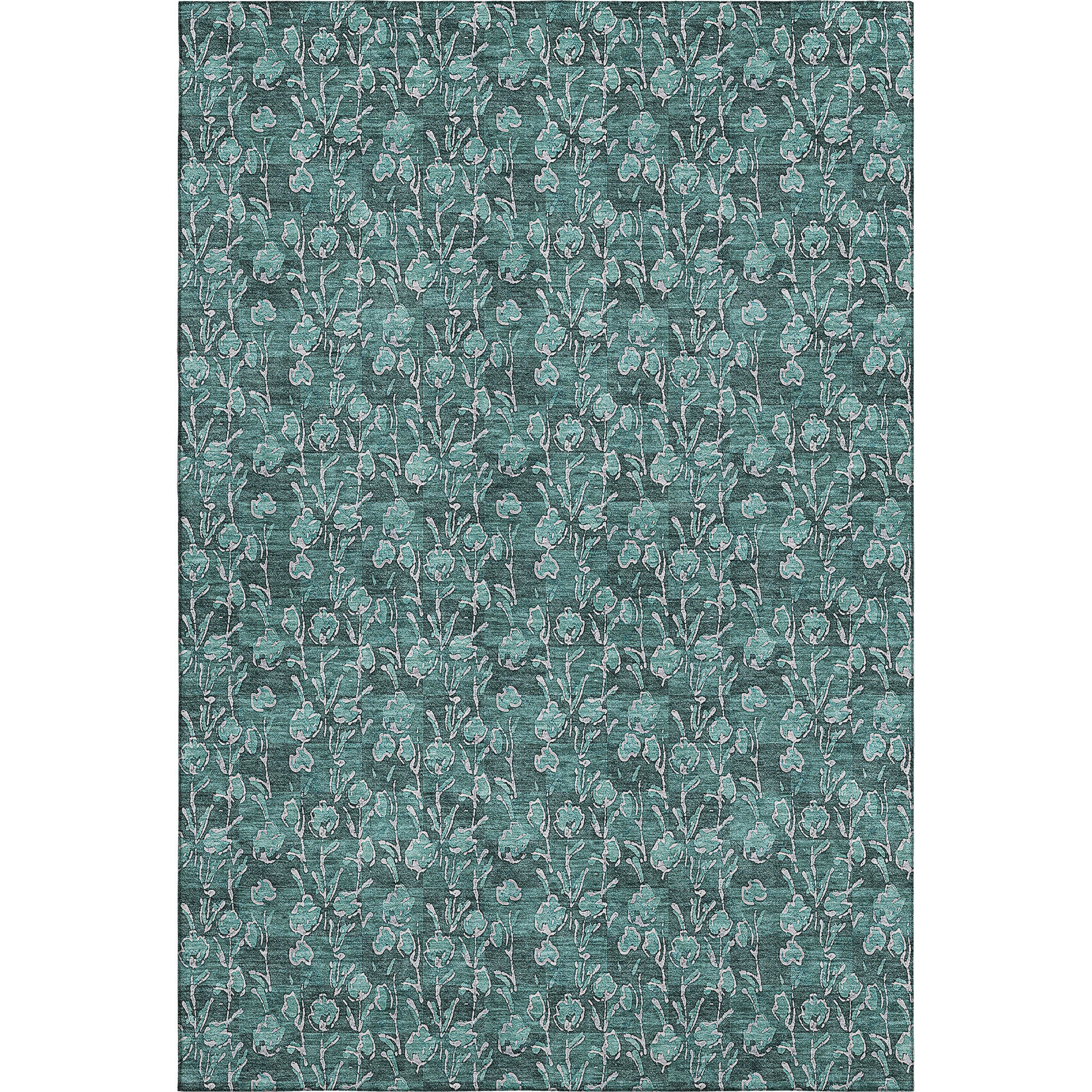 Kyoto Machine Washable Transitional Teal Rug 2'6" x 3'10" #shape_Rectangle