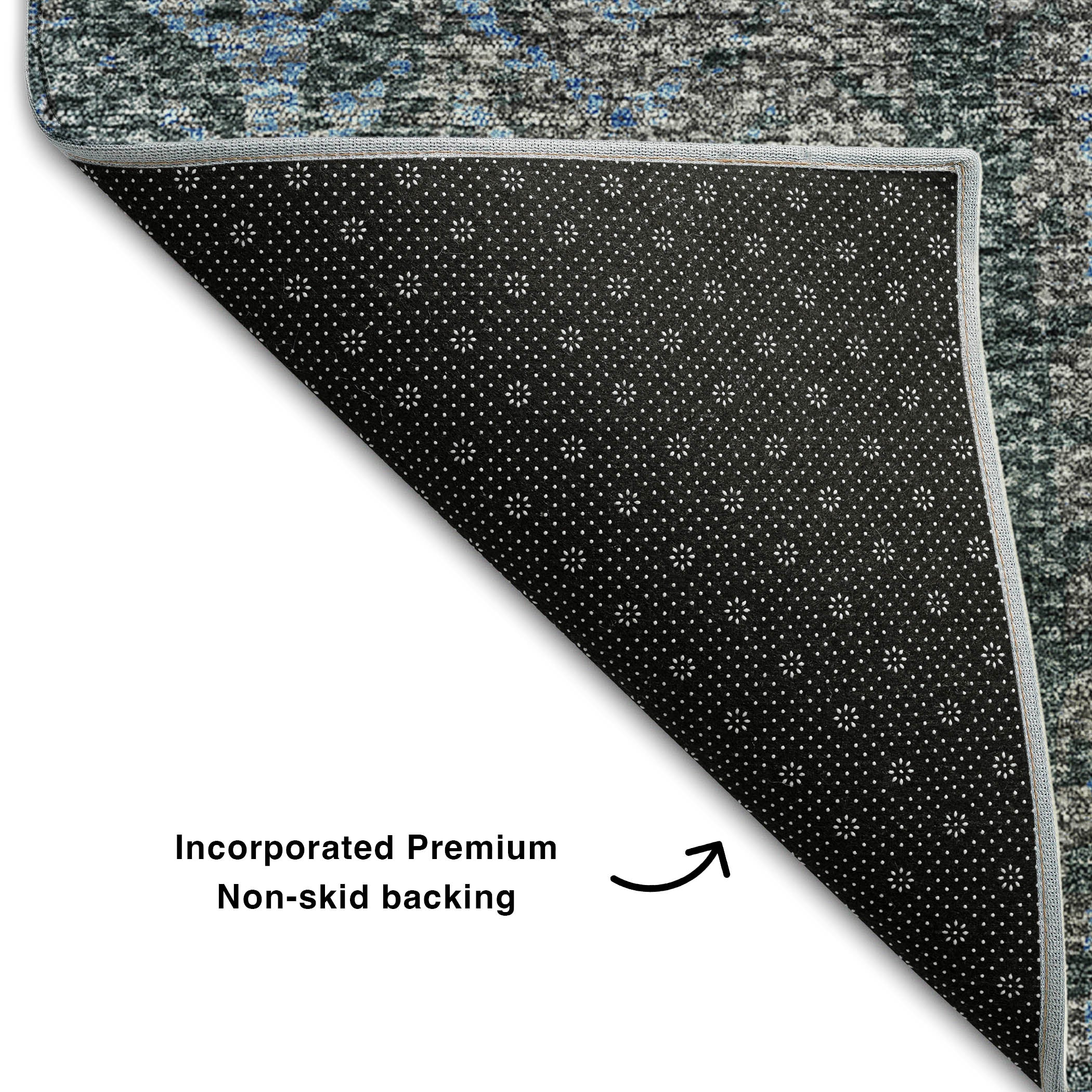 Havana Machine Washable Transitional Blue Rug 1'8" x 2'6" #shape_Rectangle