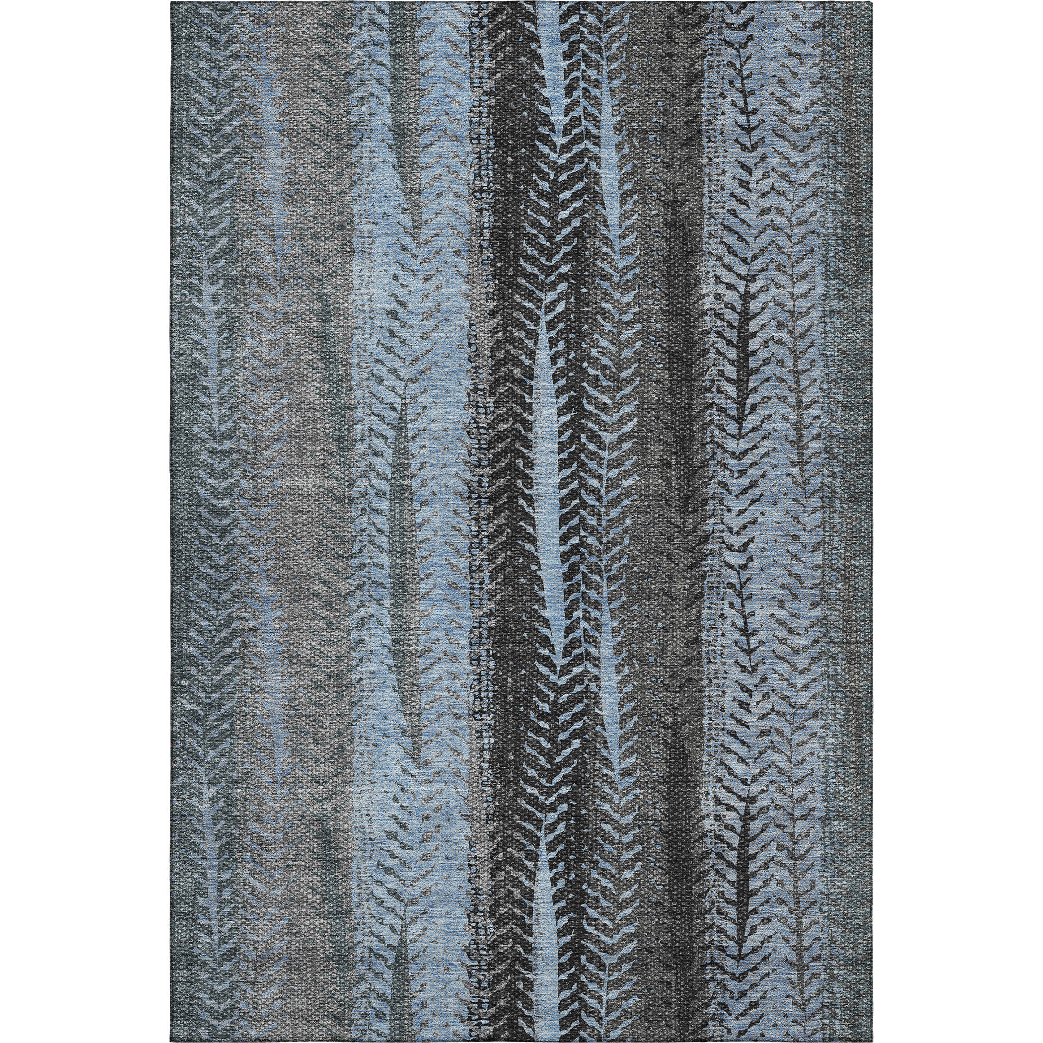 Havana Machine Washable Transitional Blue Rug 2'6" x 3'10" #shape_Rectangle