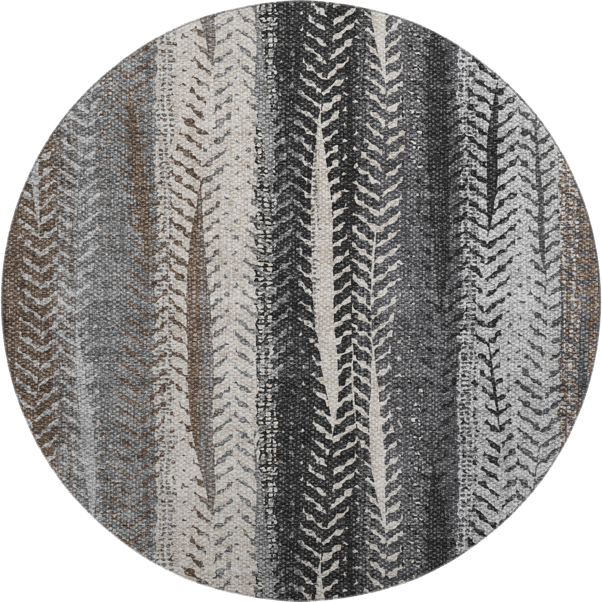 Havana Machine Washable Transitional Brown Rug 8' x 8' #shape_Round