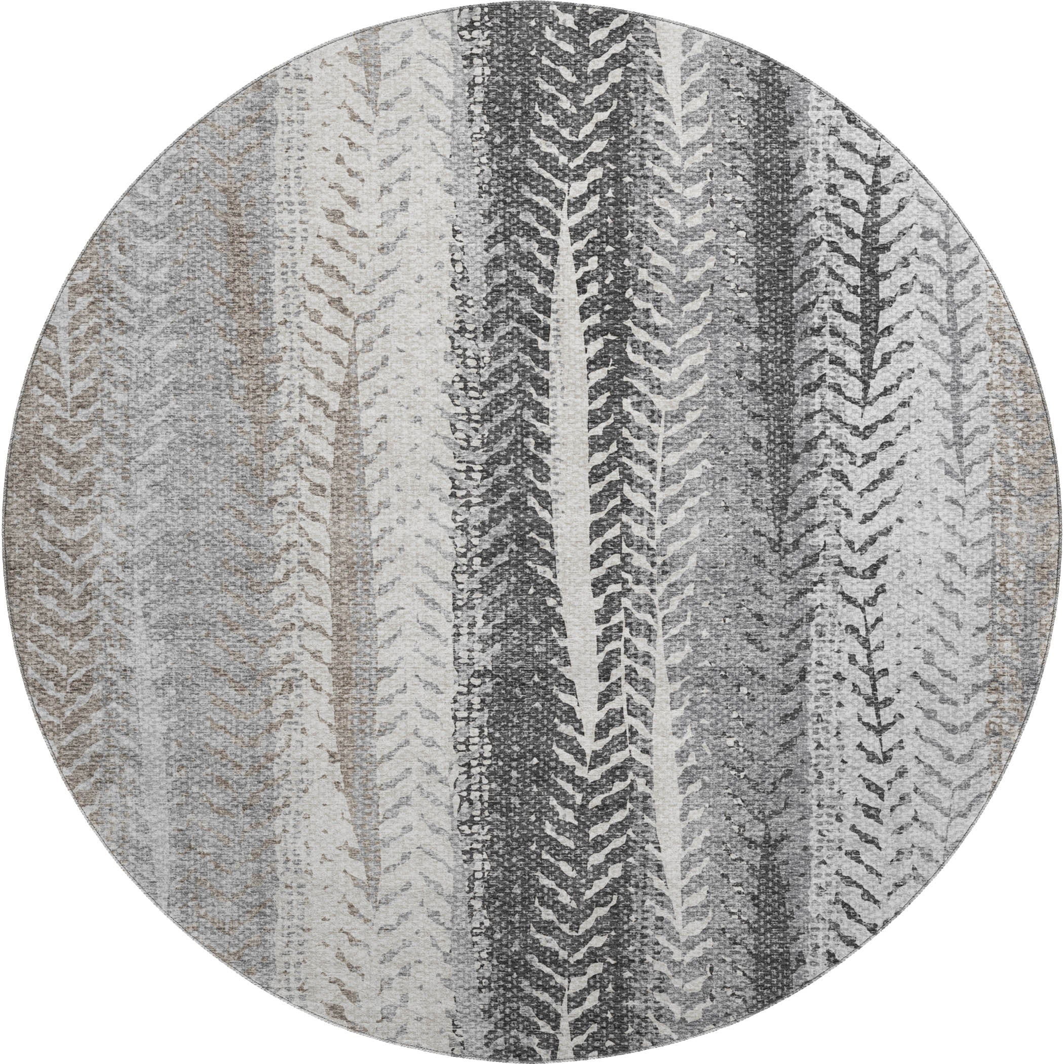 Havana Machine Washable Transitional Khaki Brown Rug 8' x 8' #shape_Round