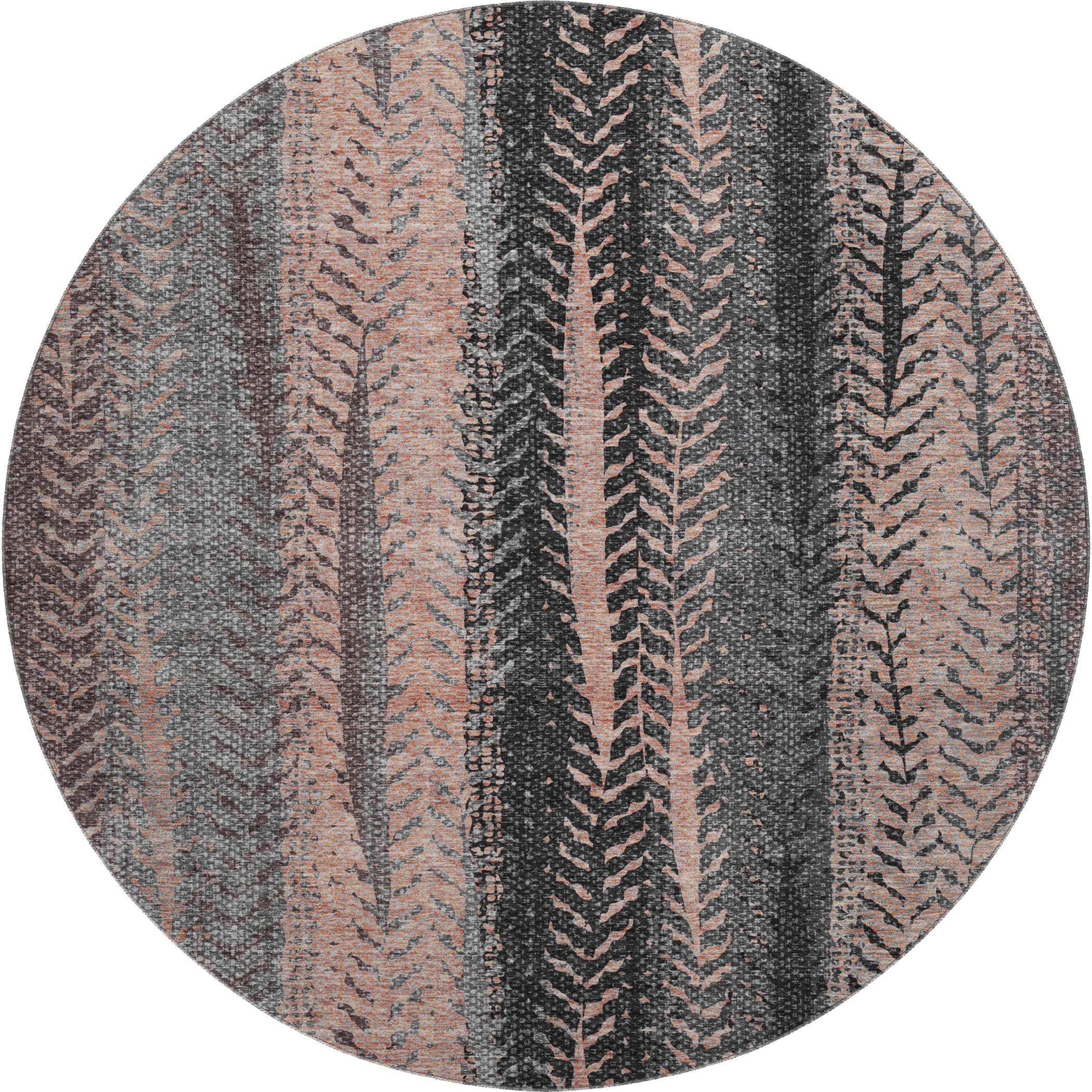Havana Machine Washable Transitional Terracotta Orange Rug 8' x 8' #shape_Round