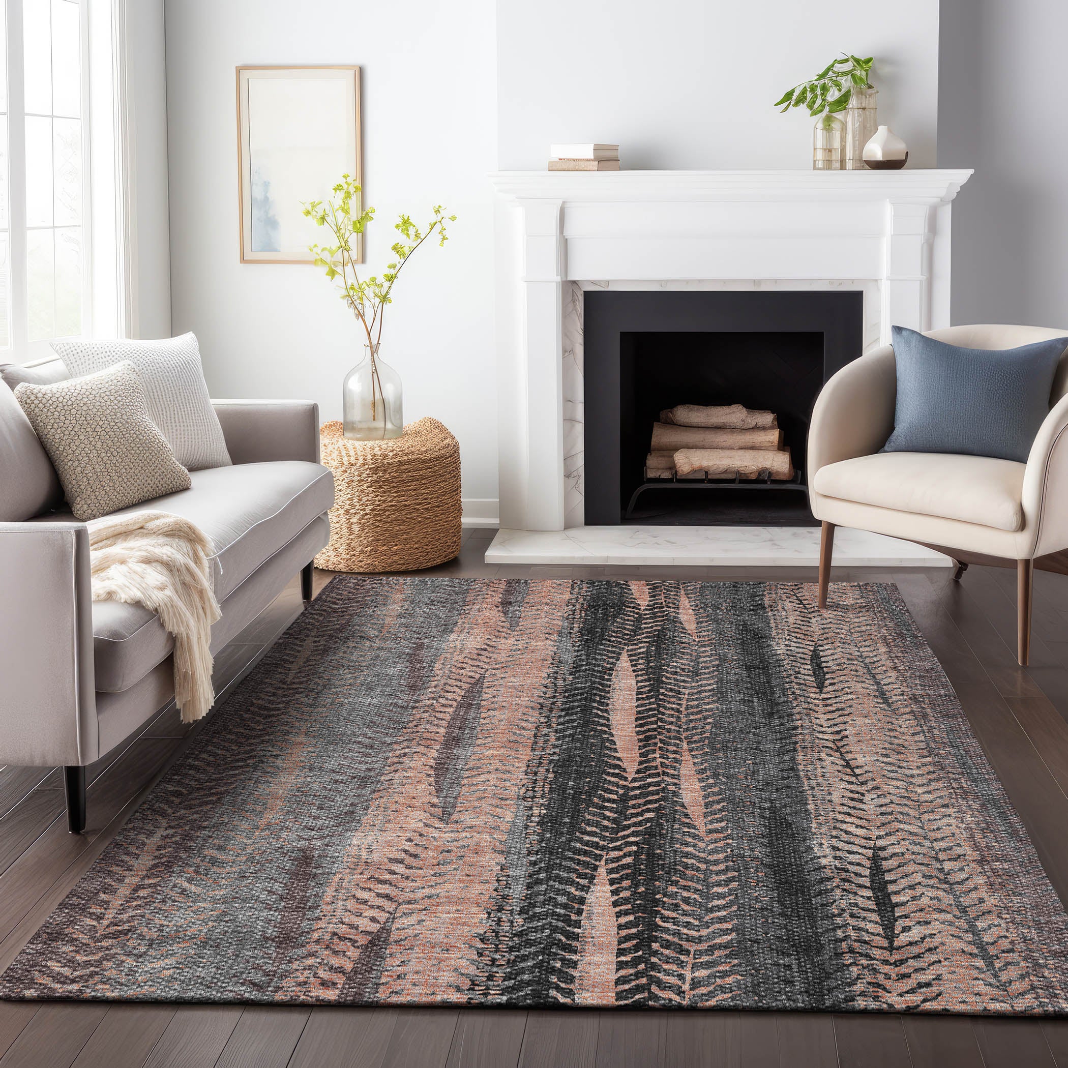 Havana Machine Washable Transitional Terracotta Orange Rug 2'6" x 3'10" #shape_Rectangle