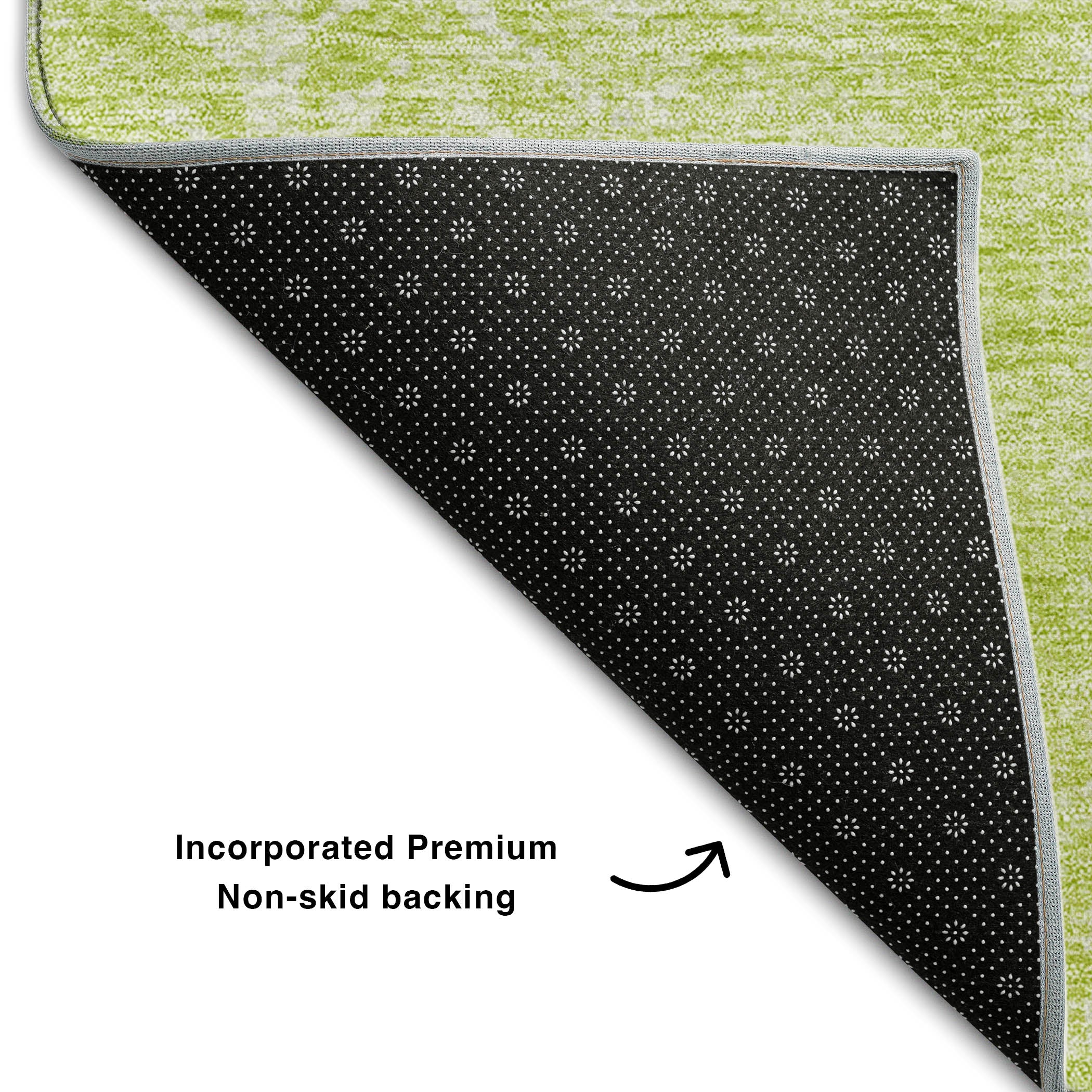 Dublin Machine Washable Transitional Aloe Green Rug 1'8" x 2'6" #shape_Rectangle