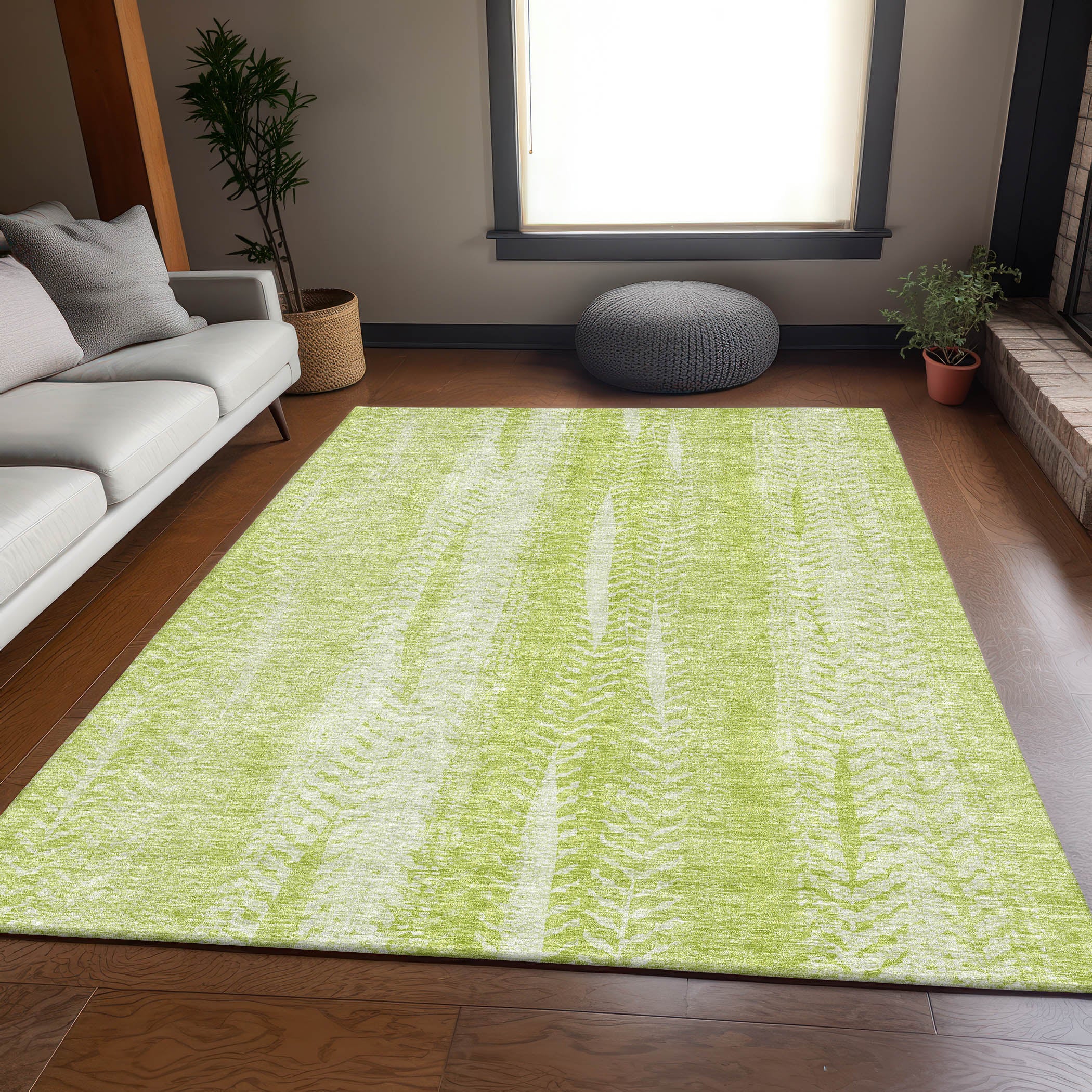 Dublin Machine Washable Transitional Aloe Green Rug 2'6" x 3'10" #shape_Rectangle