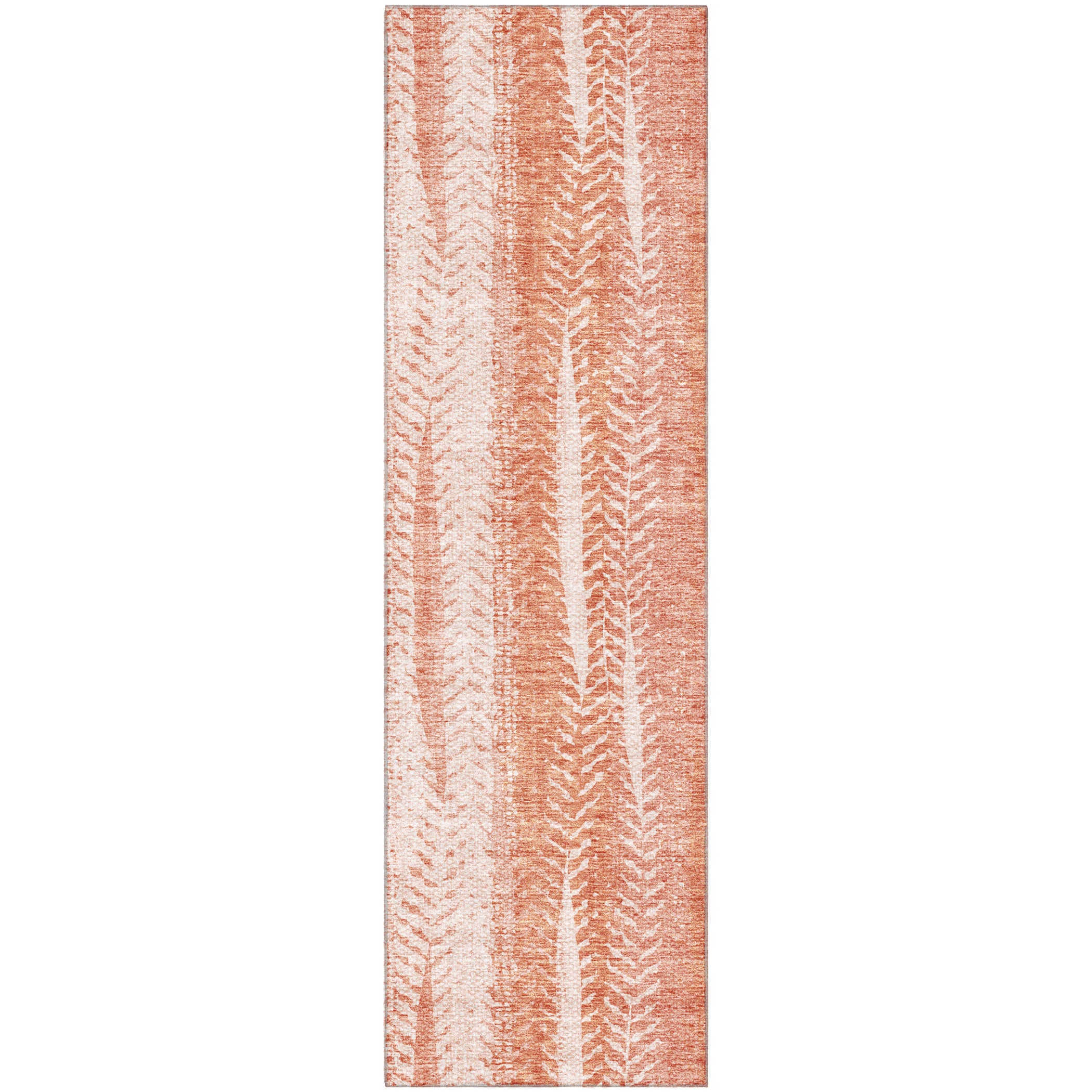 Dublin Machine Washable Transitional Coral Orange Rug 2'3" x 7'6" #shape_Runner