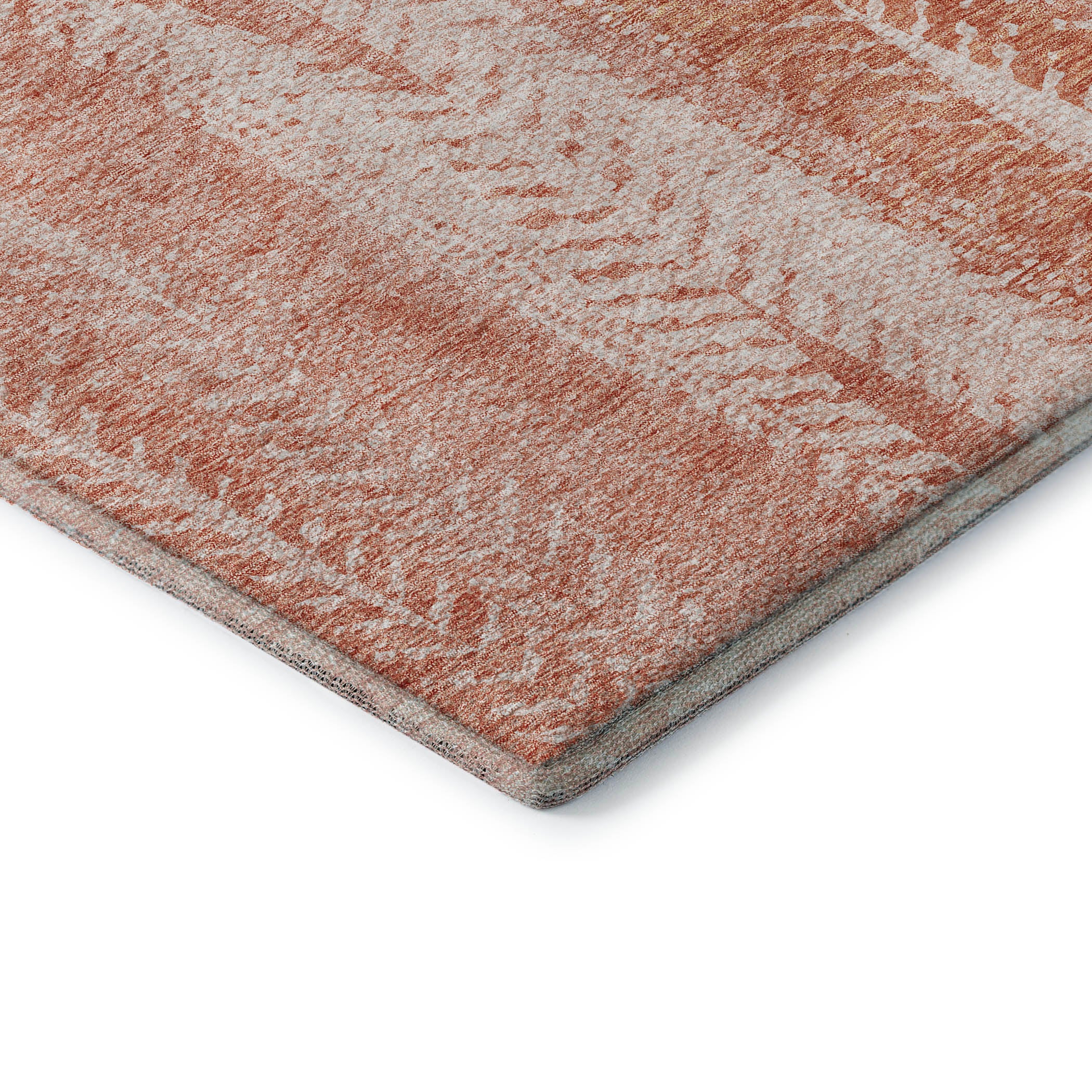 Dublin Machine Washable Transitional Coral Orange Rug 1'8" x 2'6" #shape_Rectangle