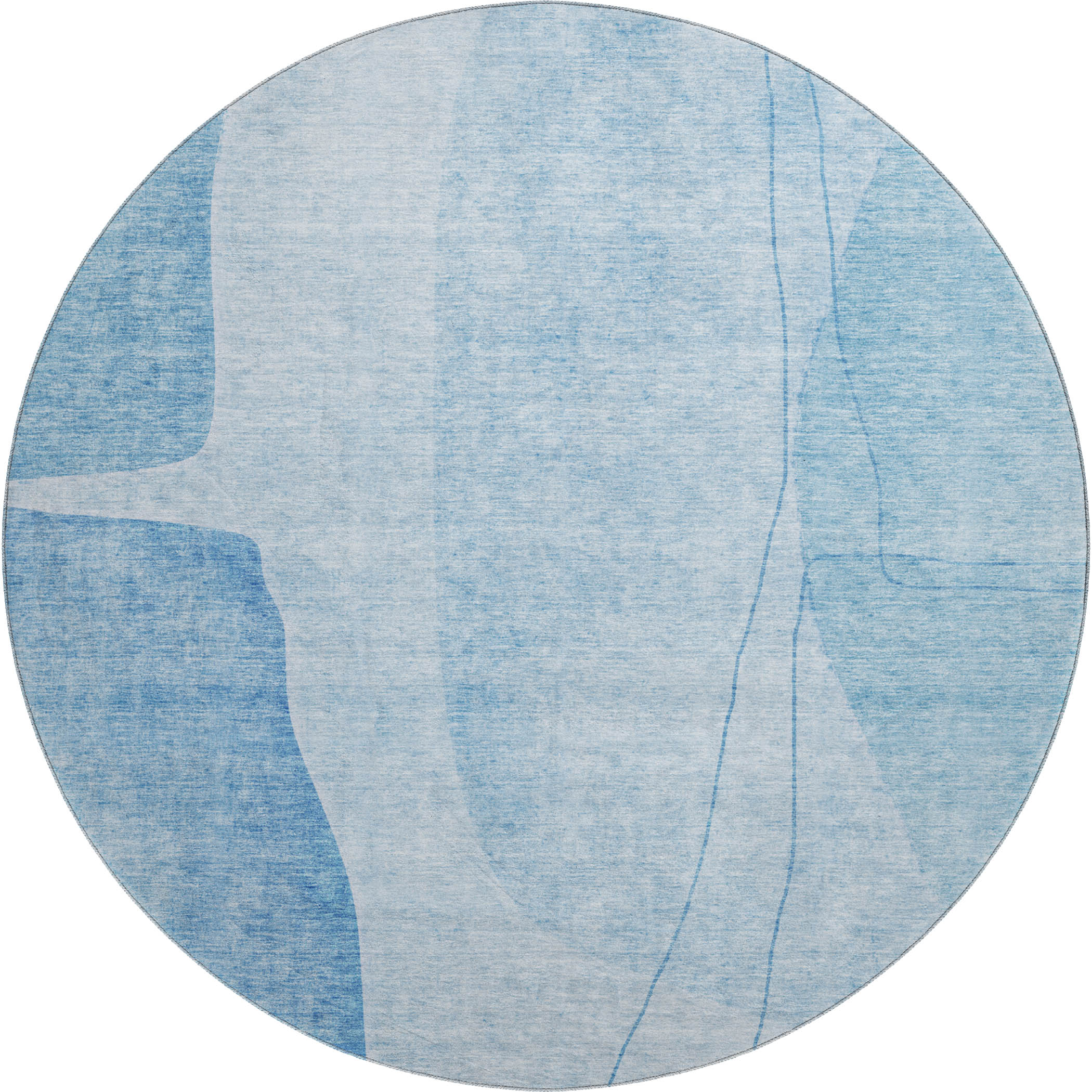 Oslo Machine Washable Transitional Blue Rug 8' x 8' #shape_Round
