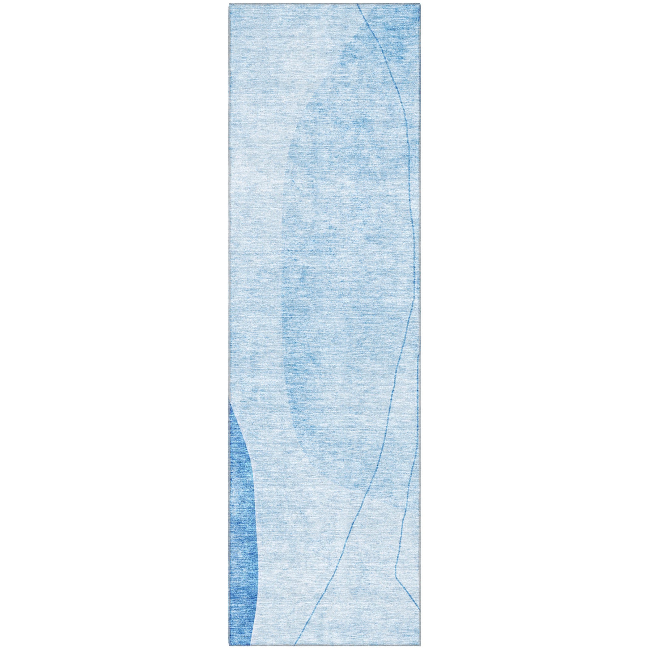 Oslo Machine Washable Transitional Blue Rug 2'3" x 7'6" #shape_Runner