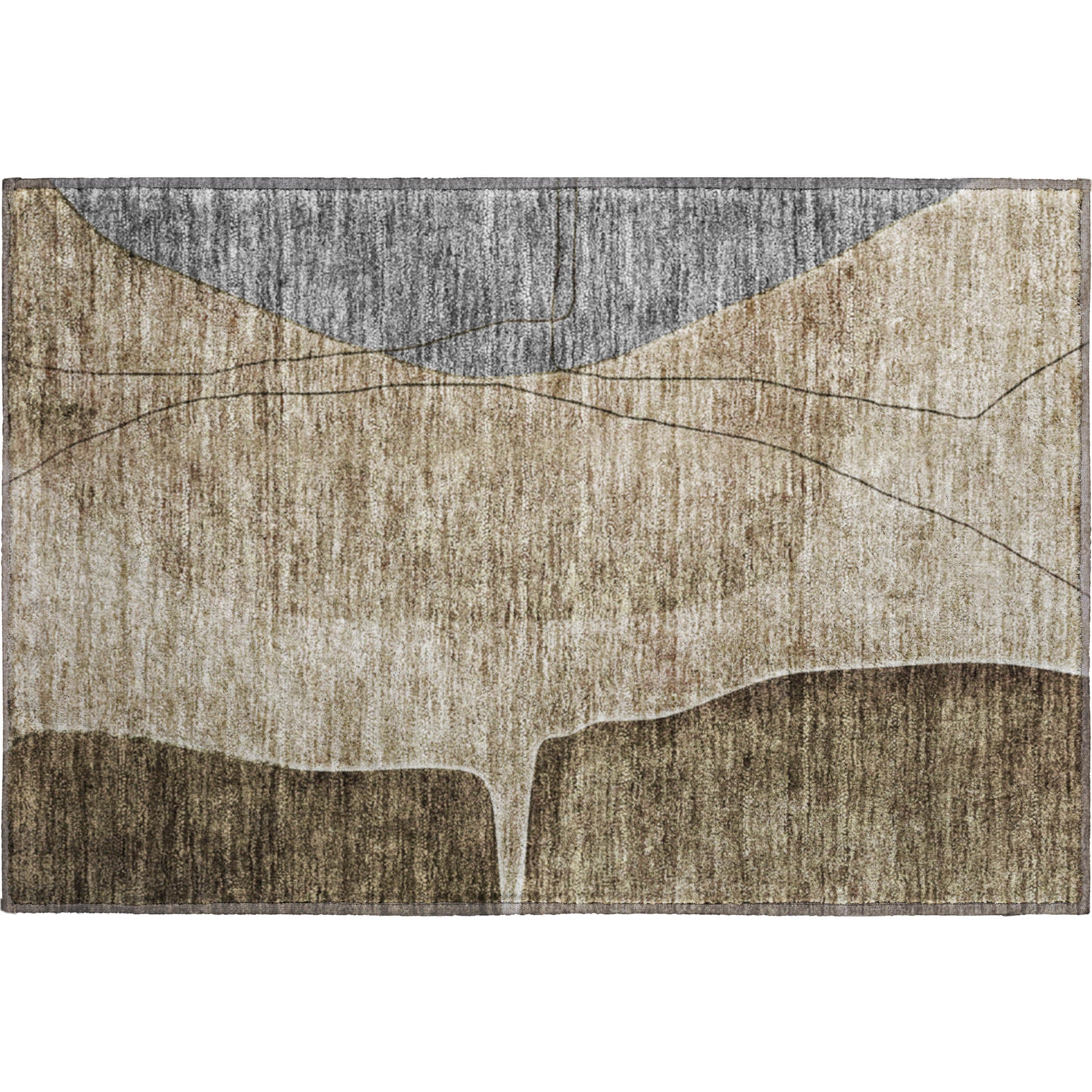 Oslo Machine Washable Transitional Brown Rug 1'8" x 2'6" #shape_Rectangle