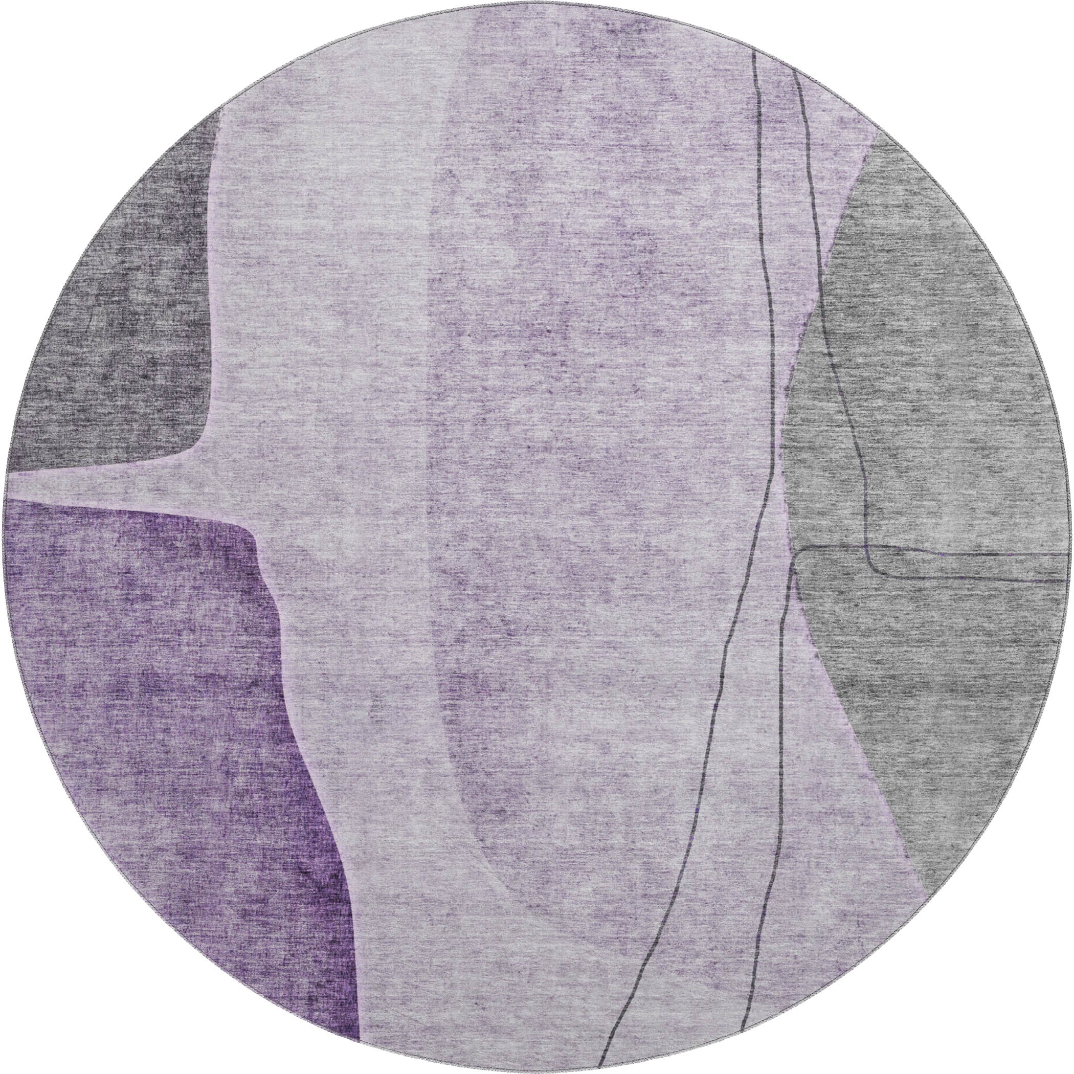 Oslo Machine Washable Transitional Purple Rug 8' x 8' #shape_Round
